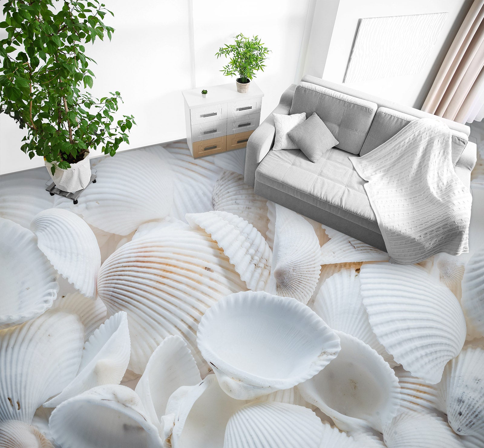 3D White Shells 868 Floor Mural  Wallpaper Murals Rug & Mat Print Epoxy waterproof bath floor