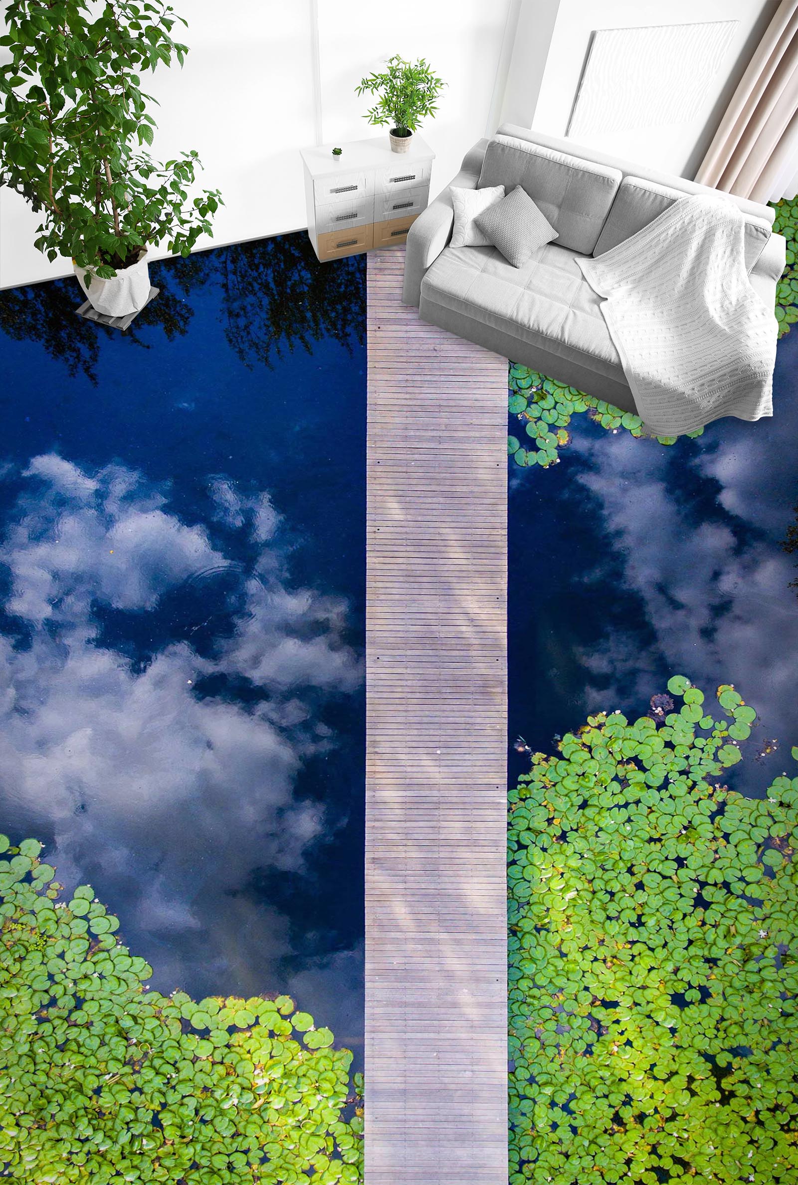 3D Sky And Duckweed 704 Floor Mural  Wallpaper Murals Rug & Mat Print Epoxy waterproof bath floor
