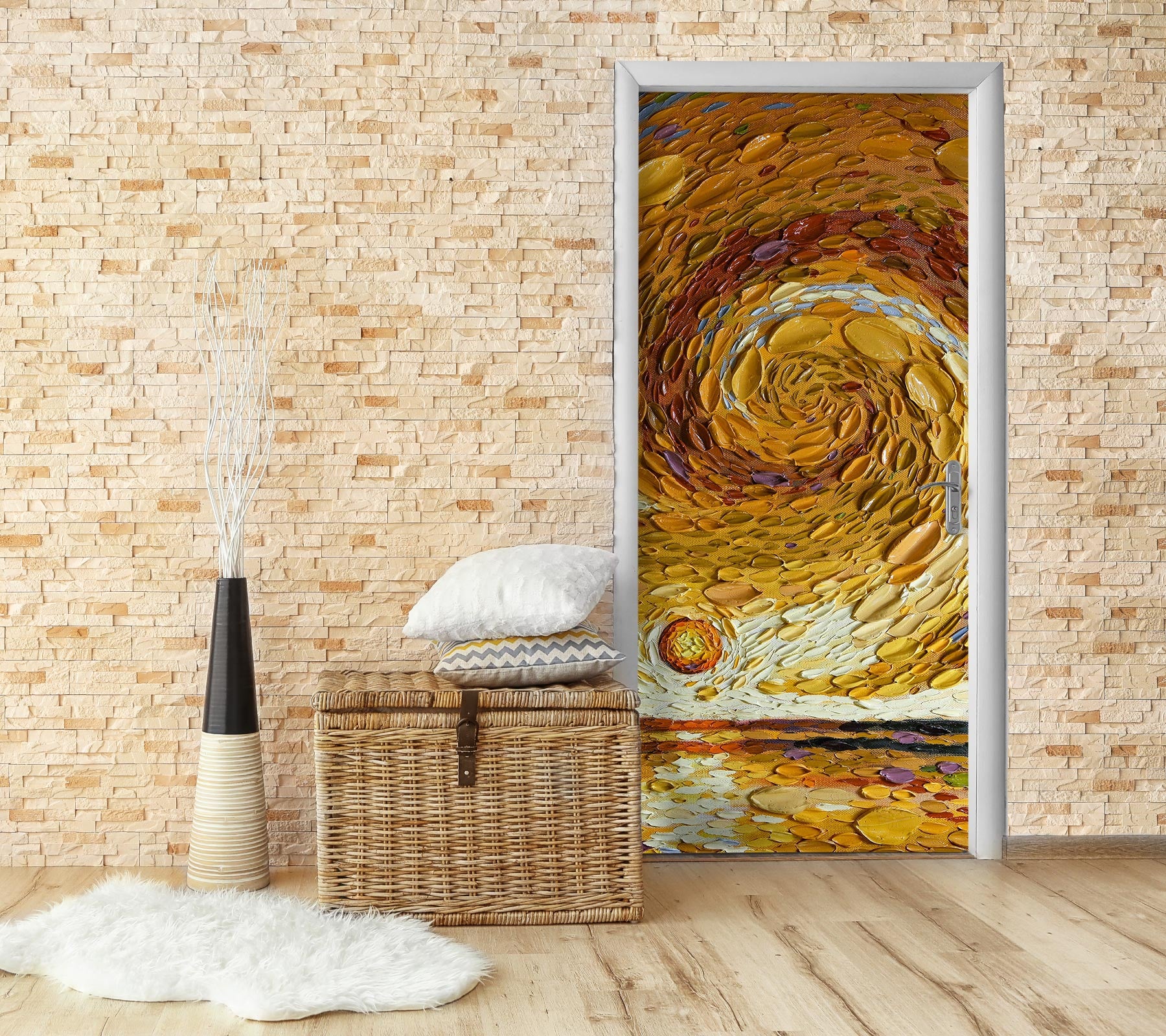 3D Sunset Sun Pattern 112215 Dena Tollefson Door Mural