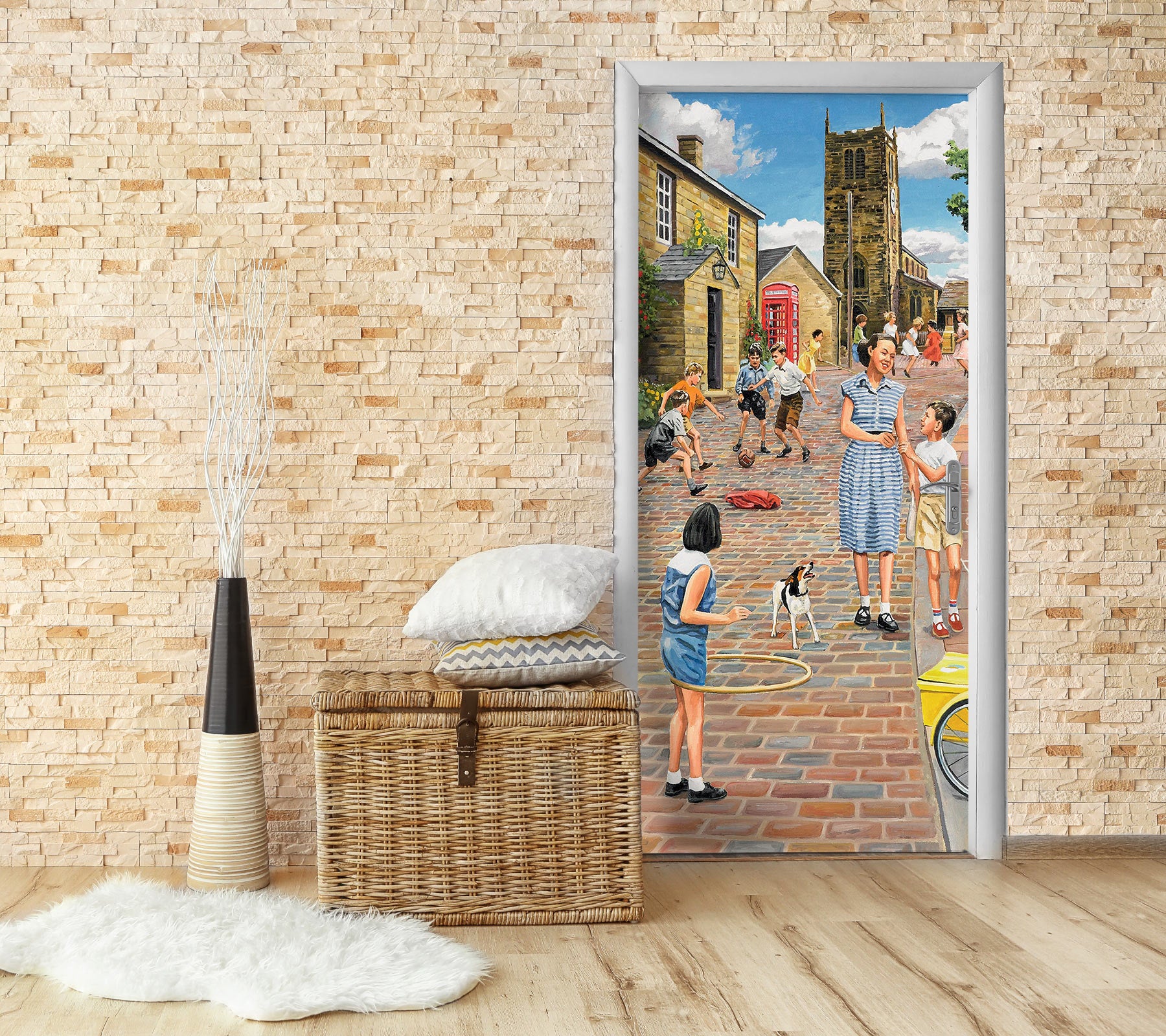 3D Street Building Child People 103174 Trevor Mitchell Door Mural