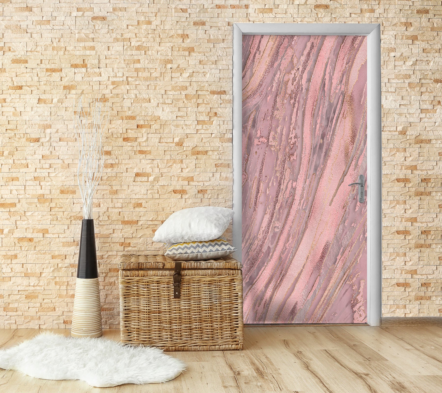 3D Pink Striped Texture 10290 Andrea Haase Door Mural