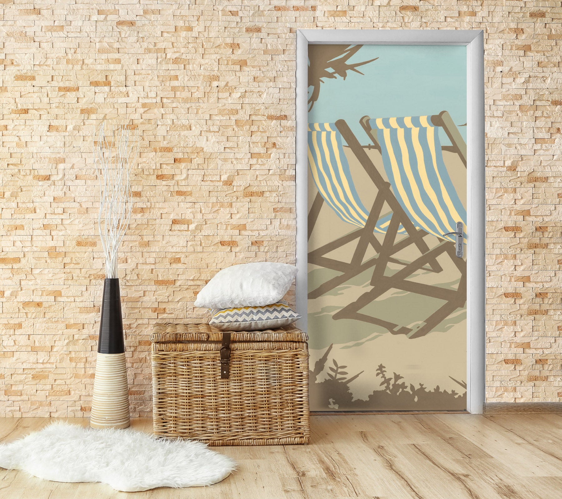 3D Two Lounge Chairs 9285 Steve Read Door Mural