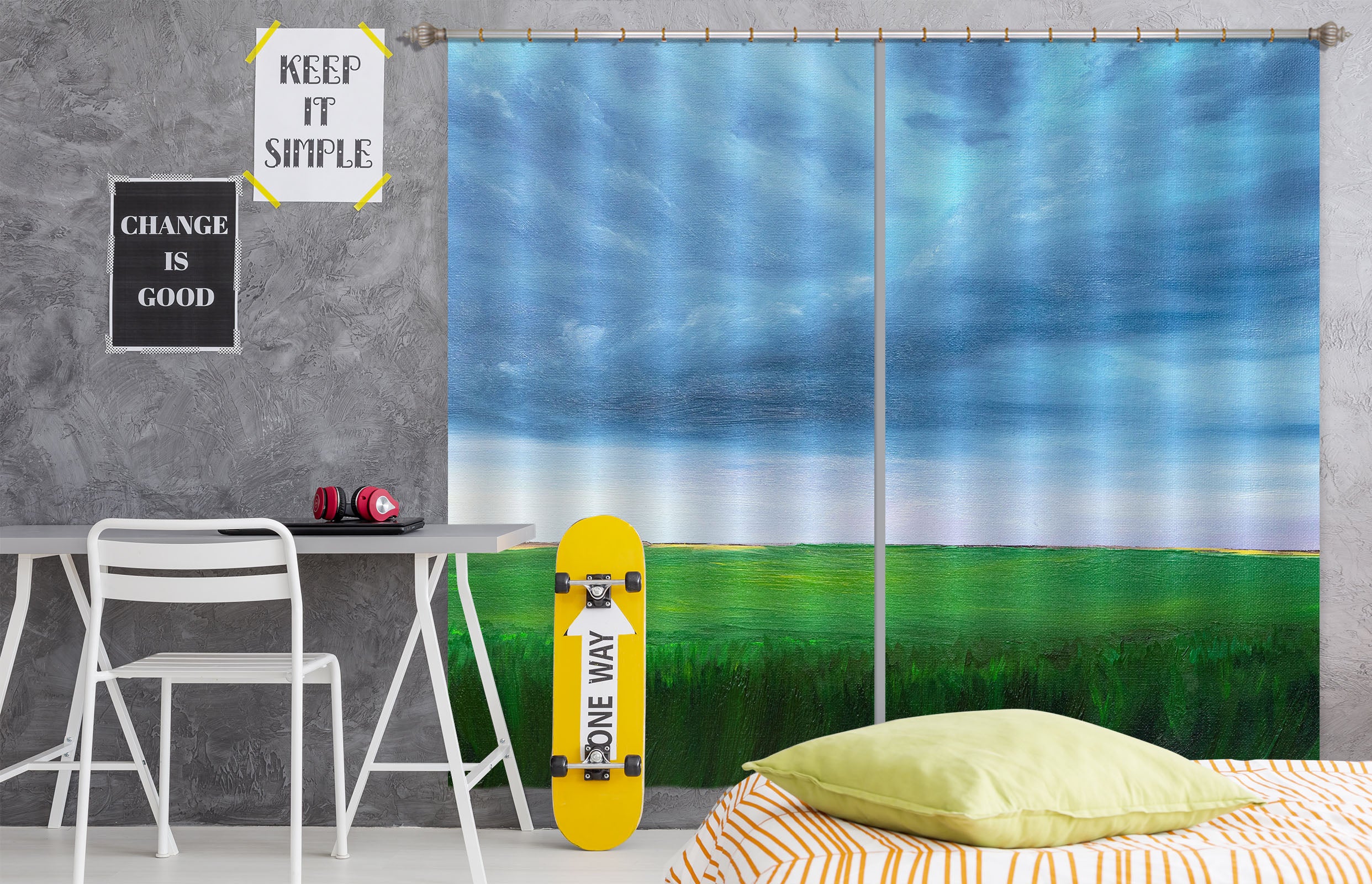 3D Grass Sky 1735 Marina Zotova Curtain Curtains Drapes