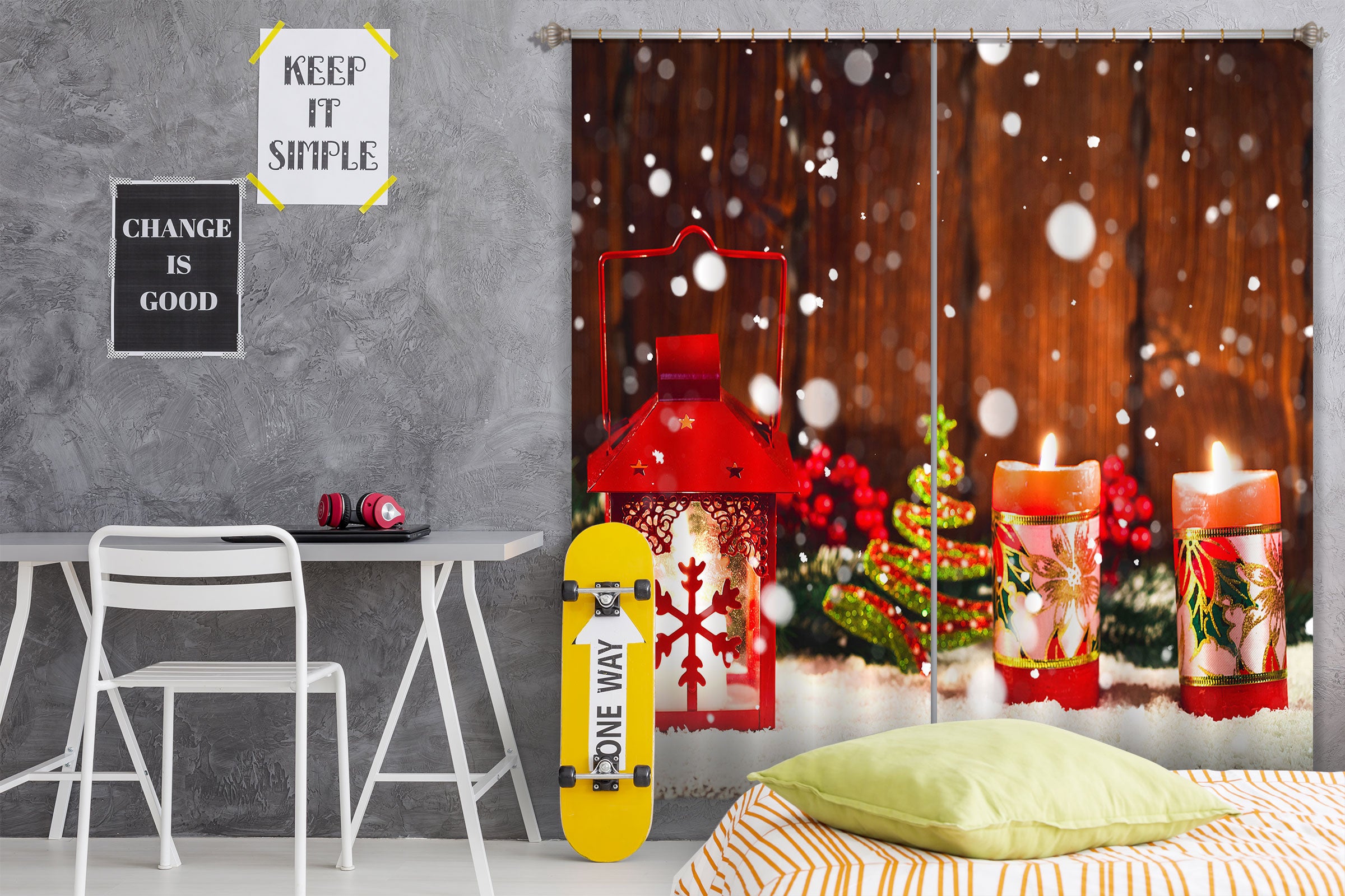 3D Snow Candle 53110 Christmas Curtains Drapes Xmas