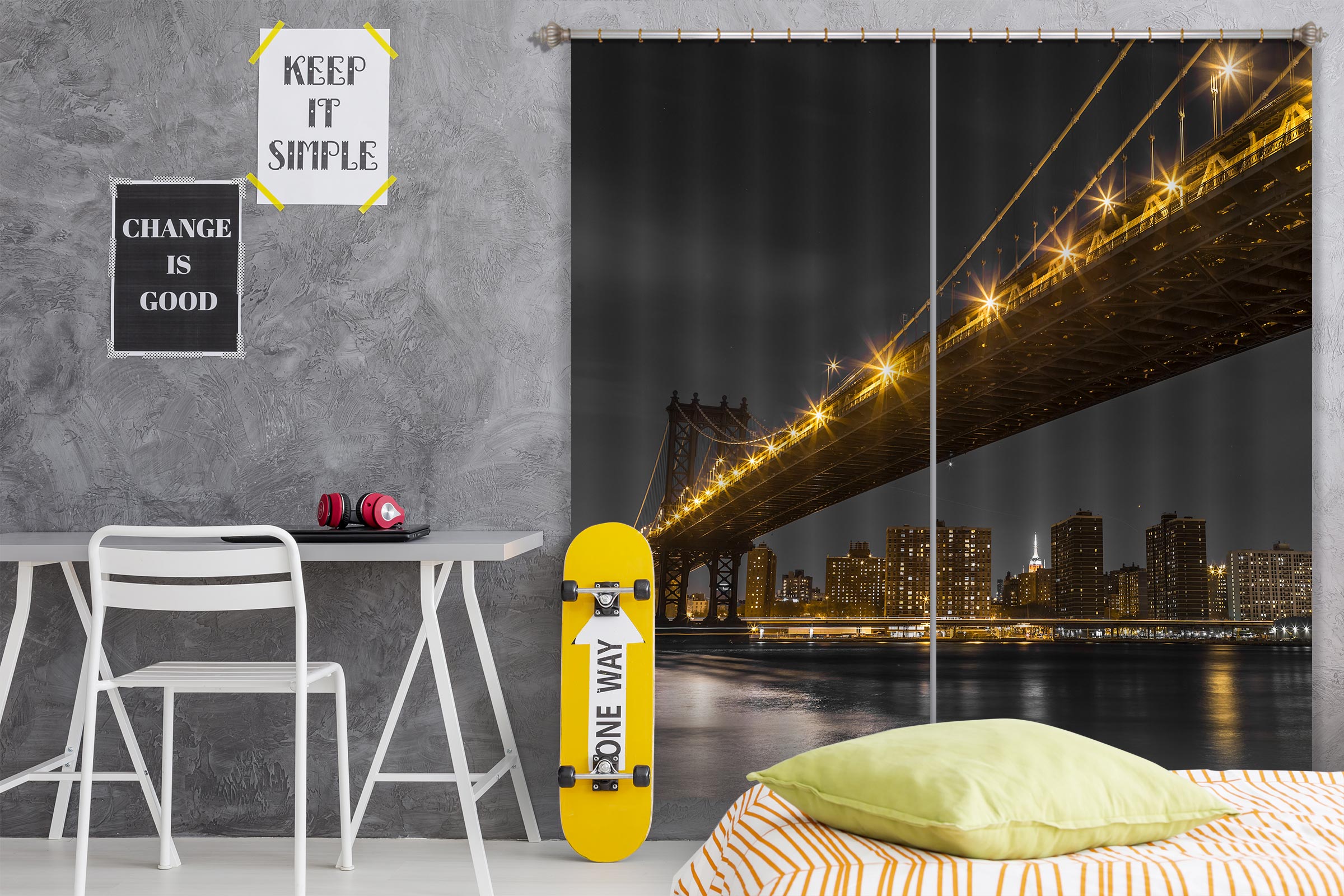 3D New York Bridge 013 Assaf Frank Curtain Curtains Drapes