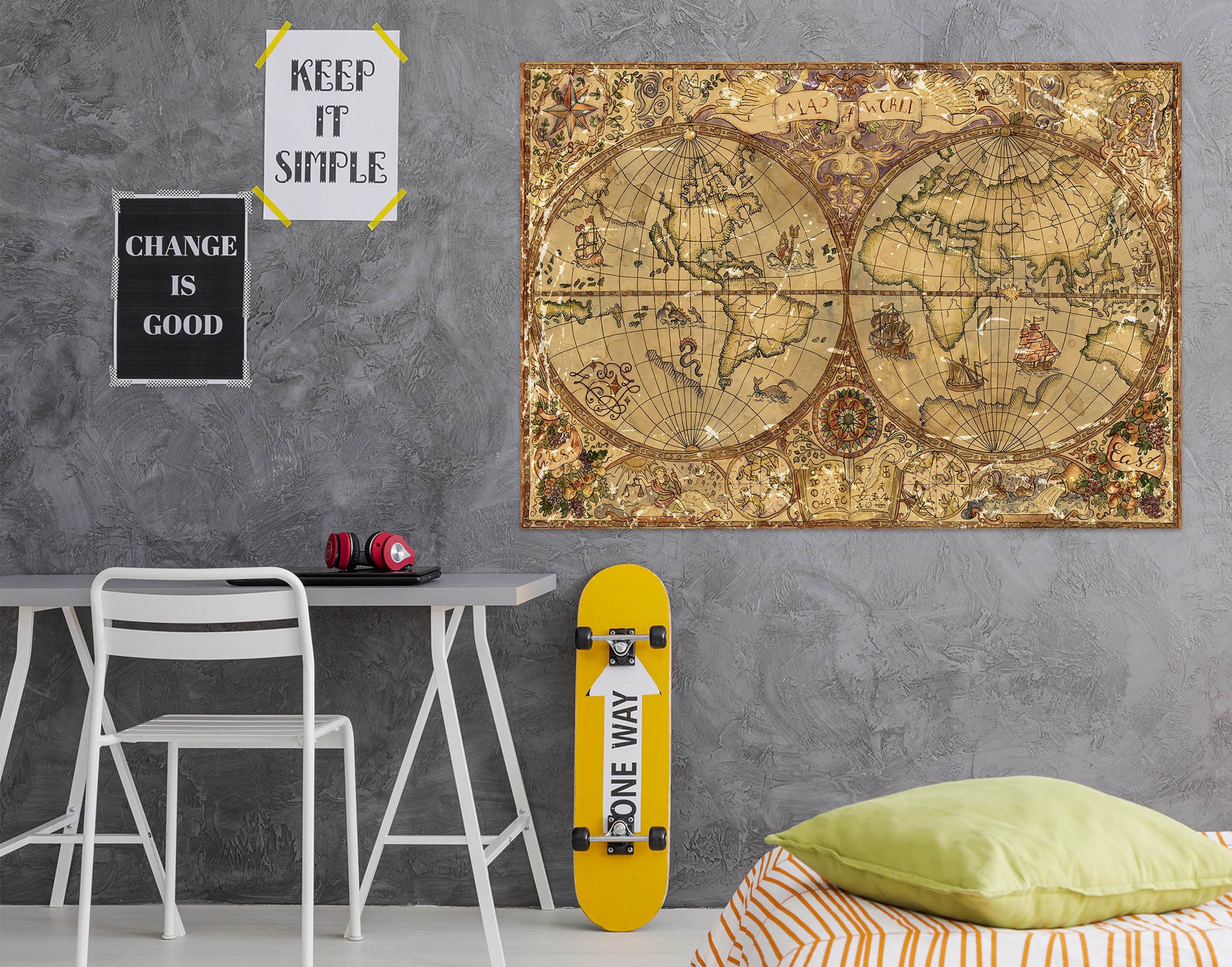 3D Precision Painting 229 World Map Wall Sticker