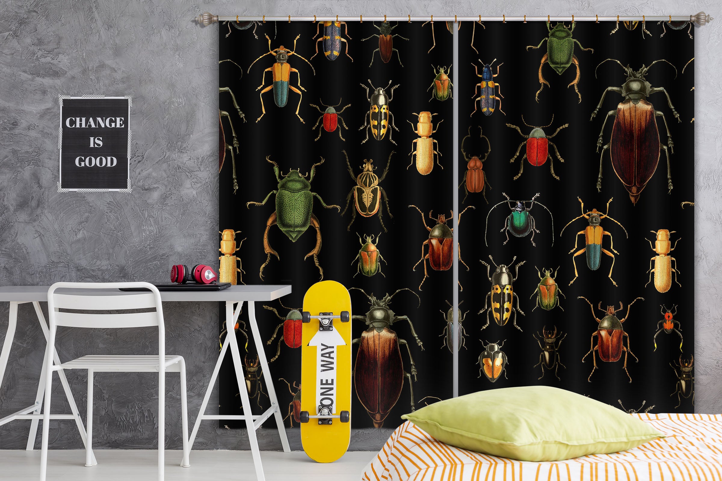 3D Colored Bug 121 Uta Naumann Curtain Curtains Drapes
