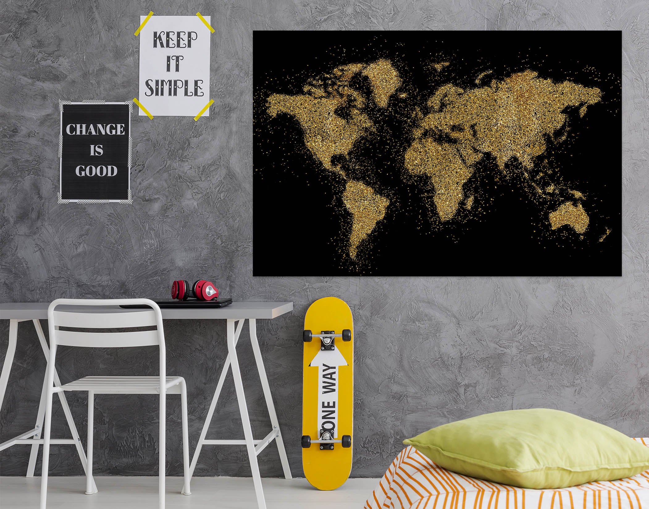 3D Golden Valley 252 World Map Wall Sticker