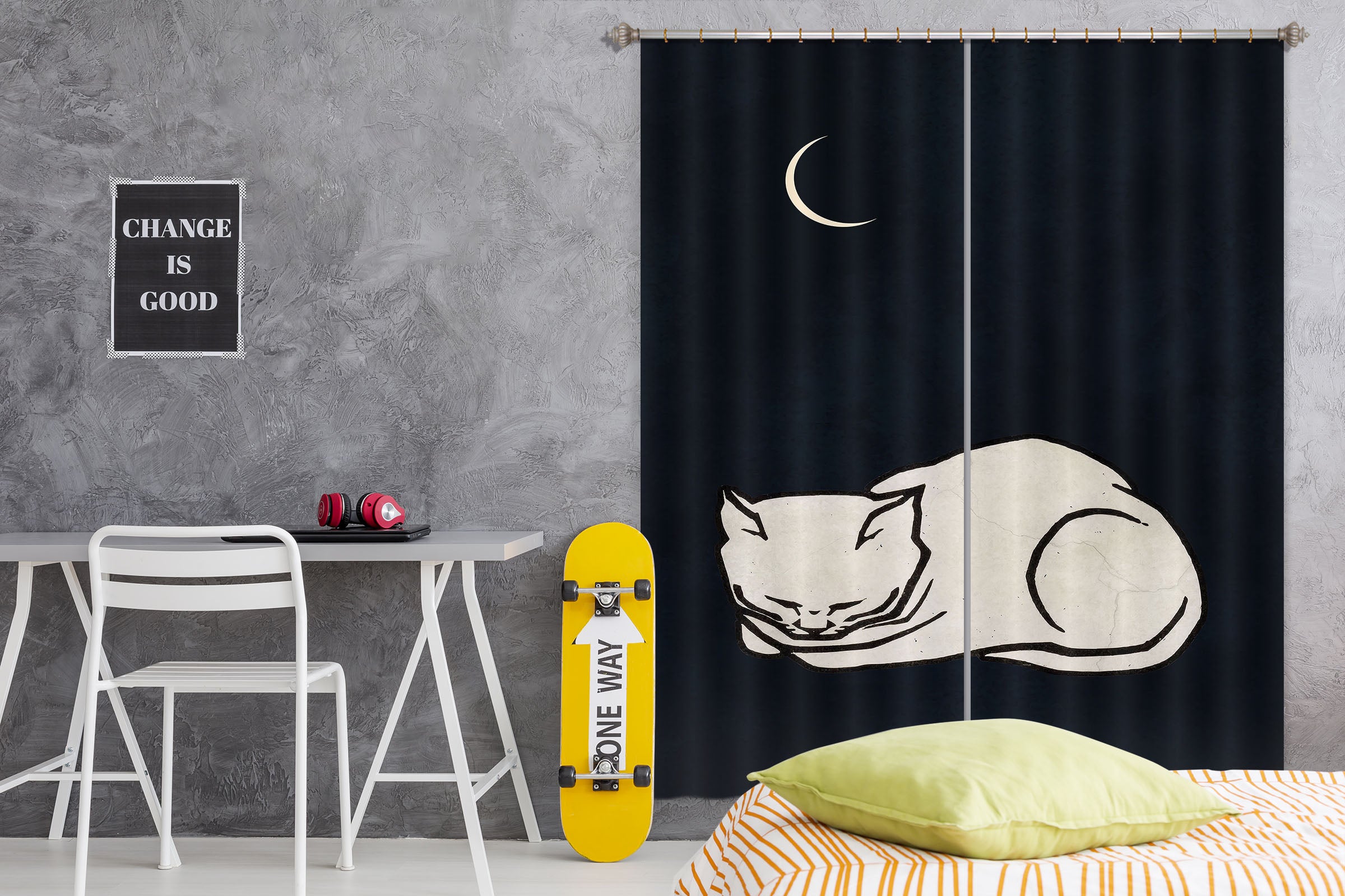 3D White Kitten 1029 Boris Draschoff Curtain Curtains Drapes