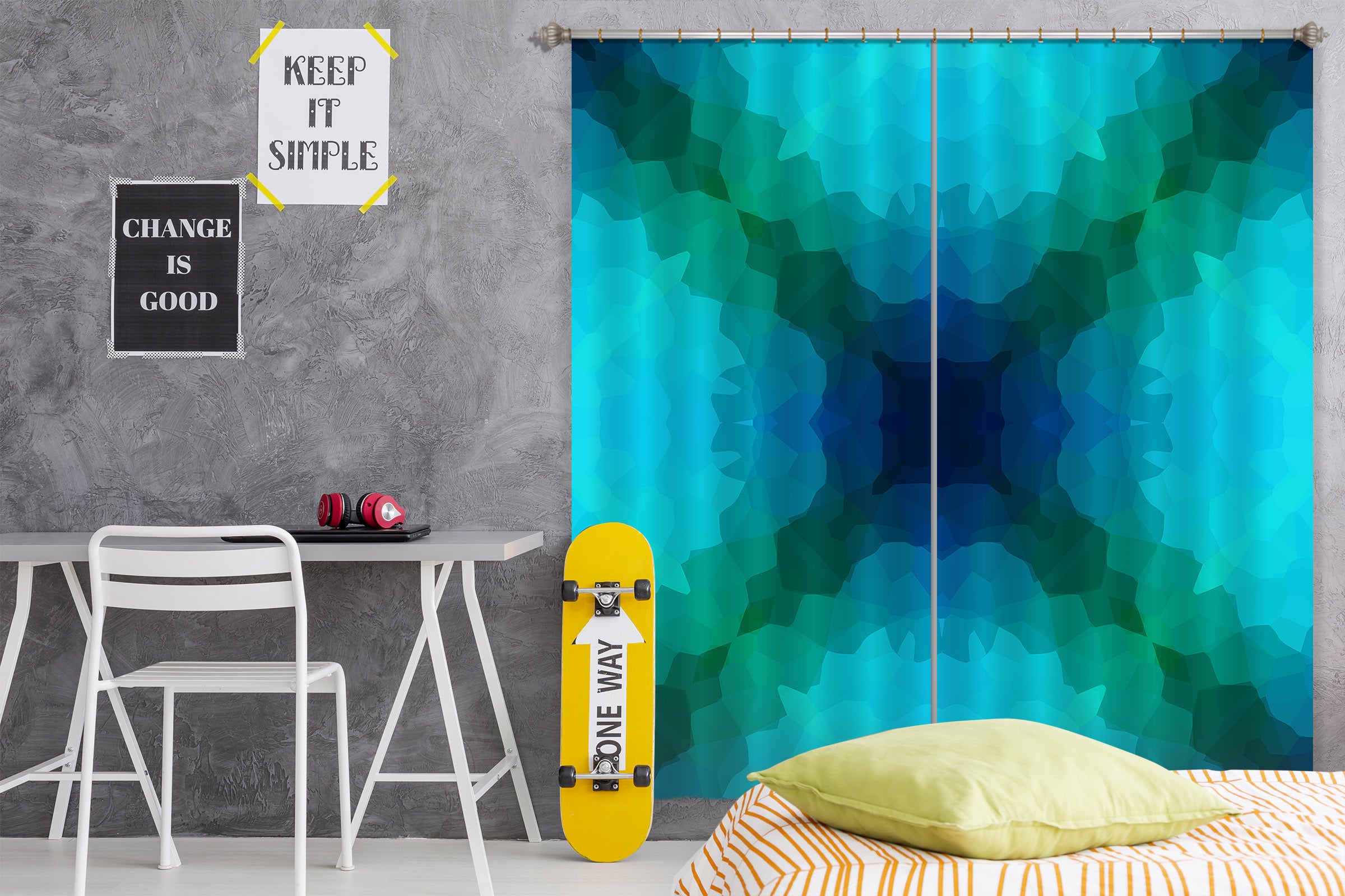 3D Shades Blue Green 71052 Shandra Smith Curtain Curtains Drapes