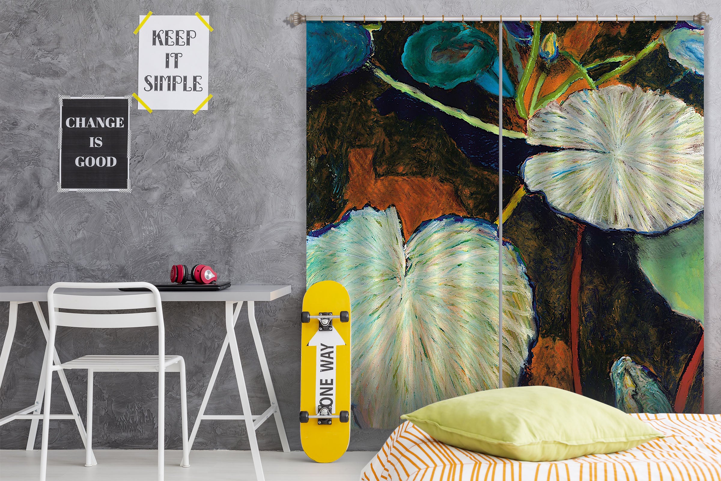 3D Painted Lotus Leaf 282 Allan P. Friedlander Curtain Curtains Drapes