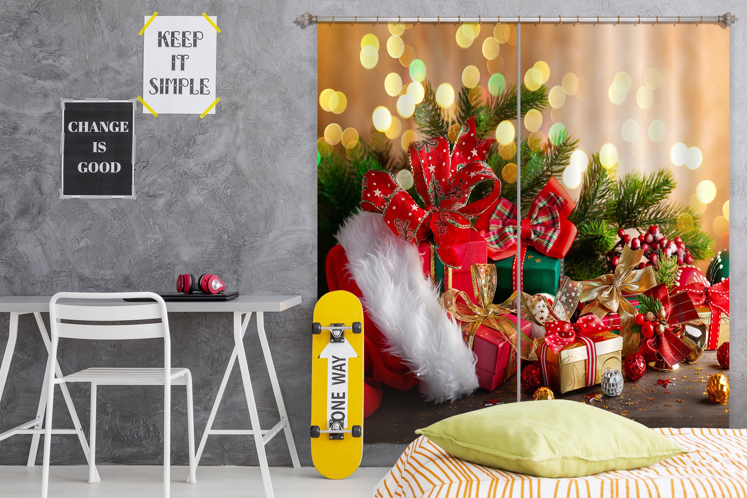 3D Gift Box 53119 Christmas Curtains Drapes Xmas