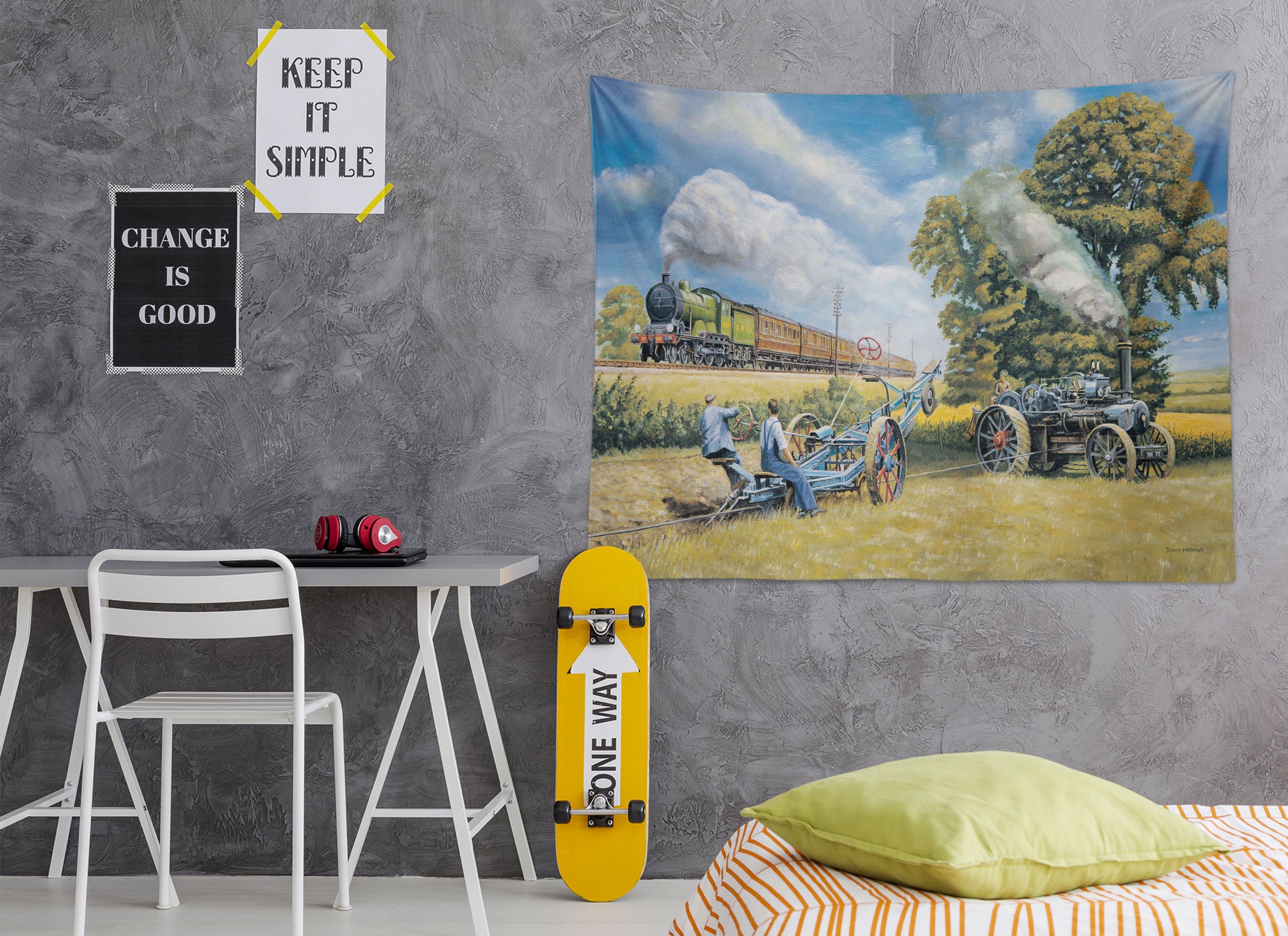 3D Train Tree Grass 11260 Trevor Mitchell Tapestry Hanging Cloth Hang