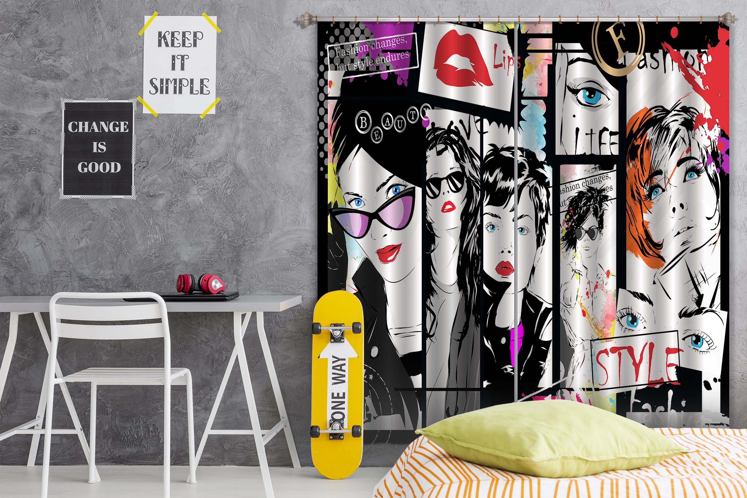 3D Poster Red Lips 025 Curtains Drapes