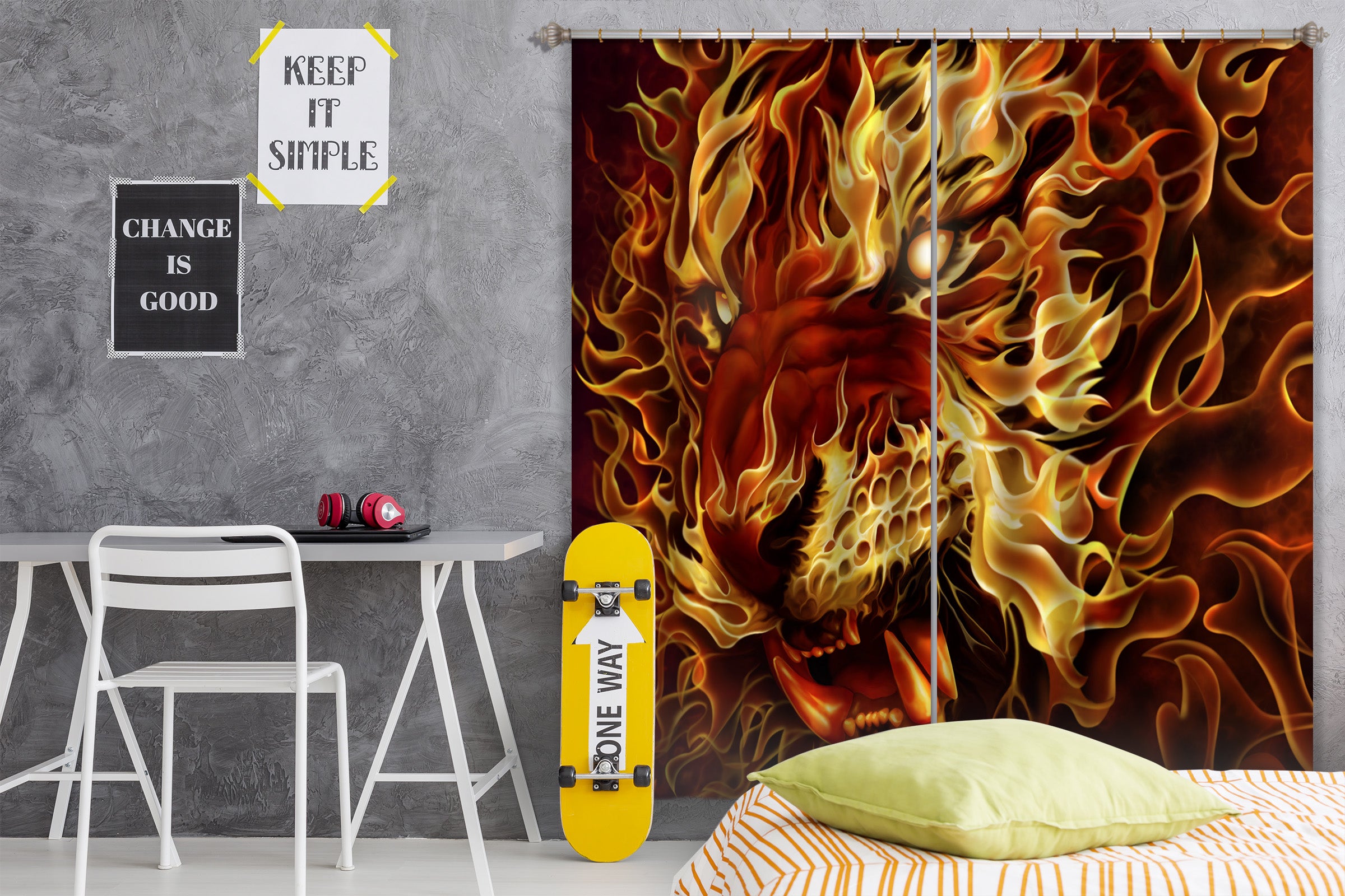 3D Flame Tiger 5082 Tom Wood Curtain Curtains Drapes