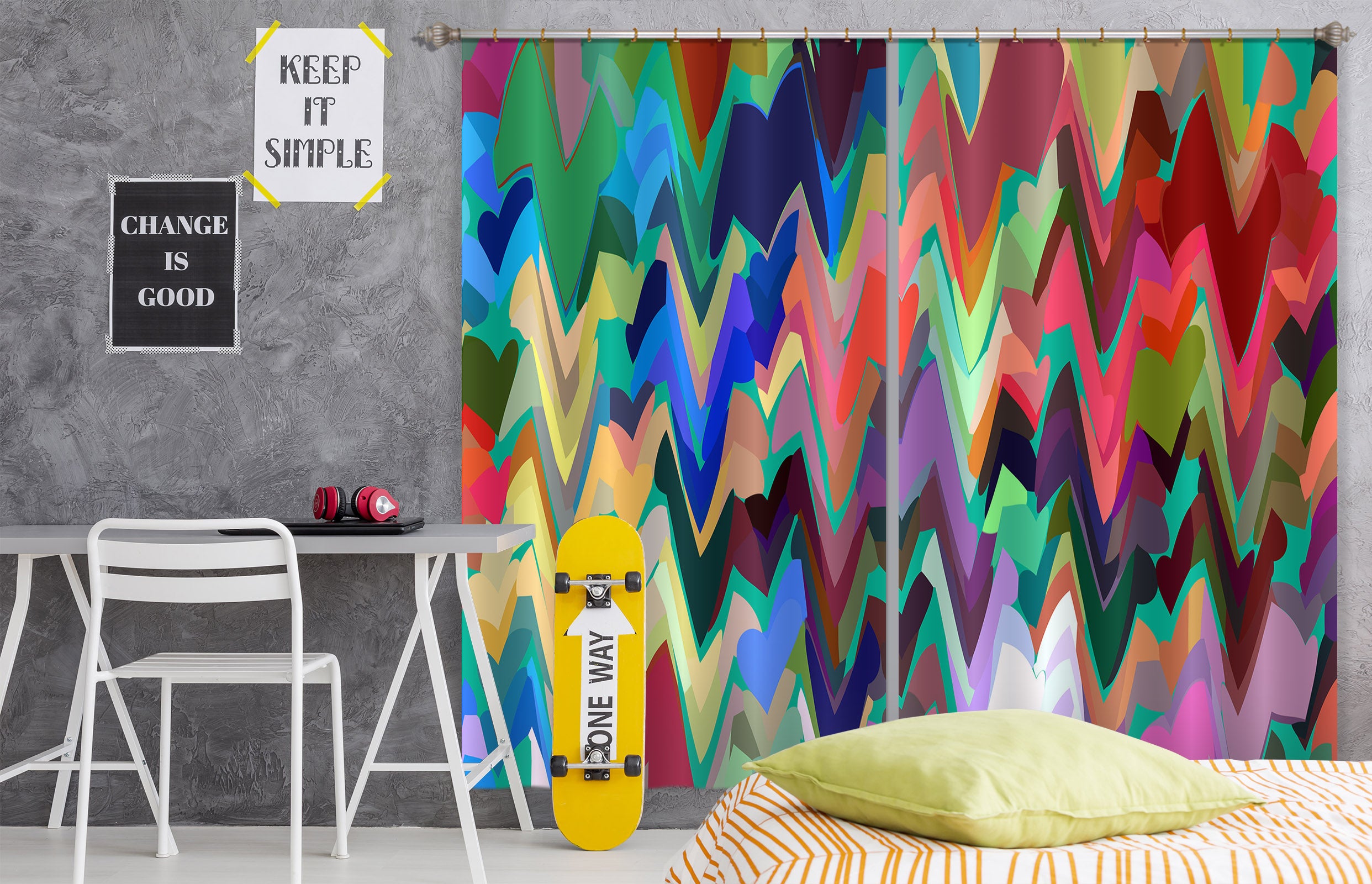 3D Colored Wavy 71064 Shandra Smith Curtain Curtains Drapes