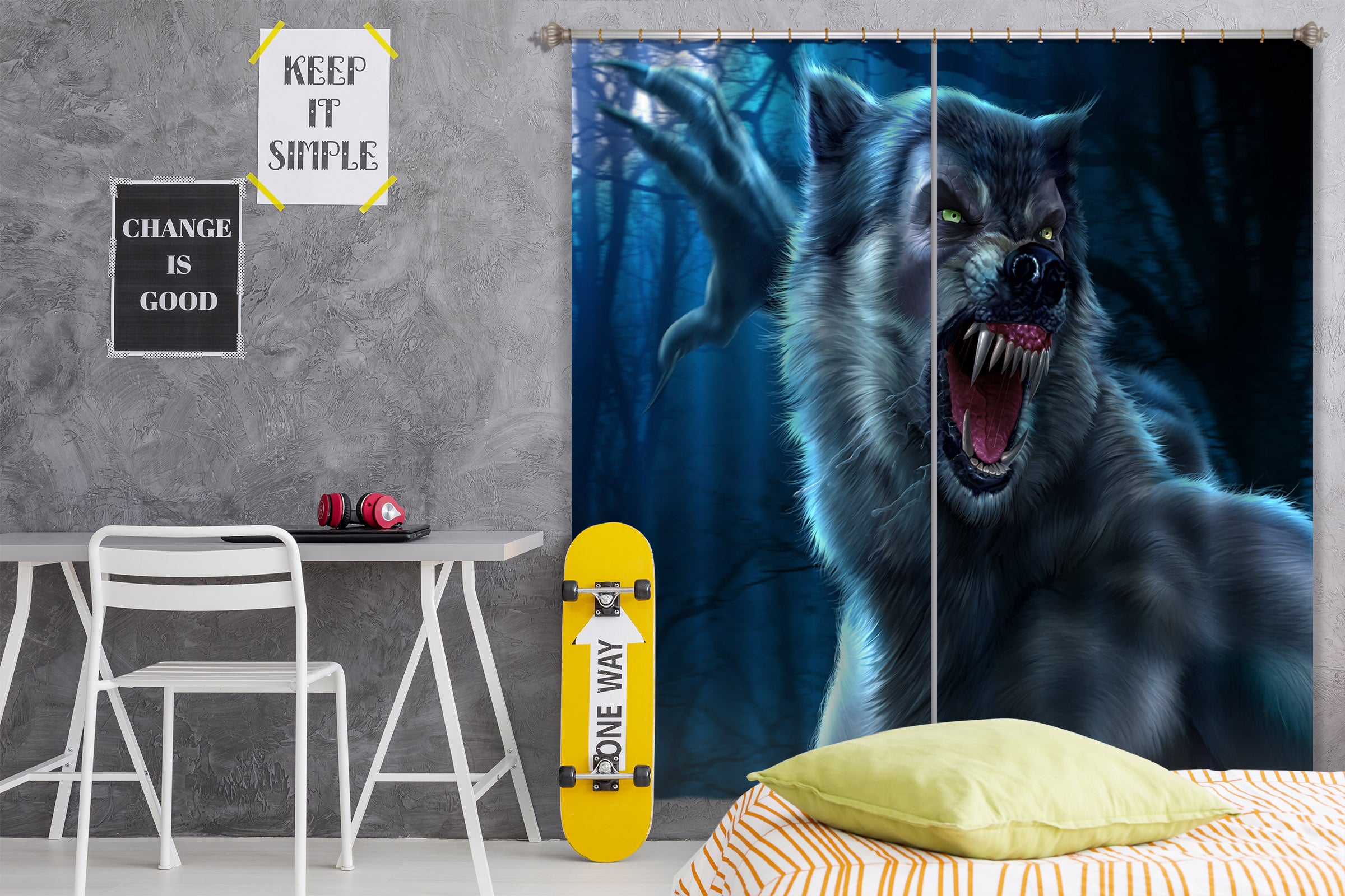3D Werewolf 5062 Tom Wood Curtain Curtains Drapes