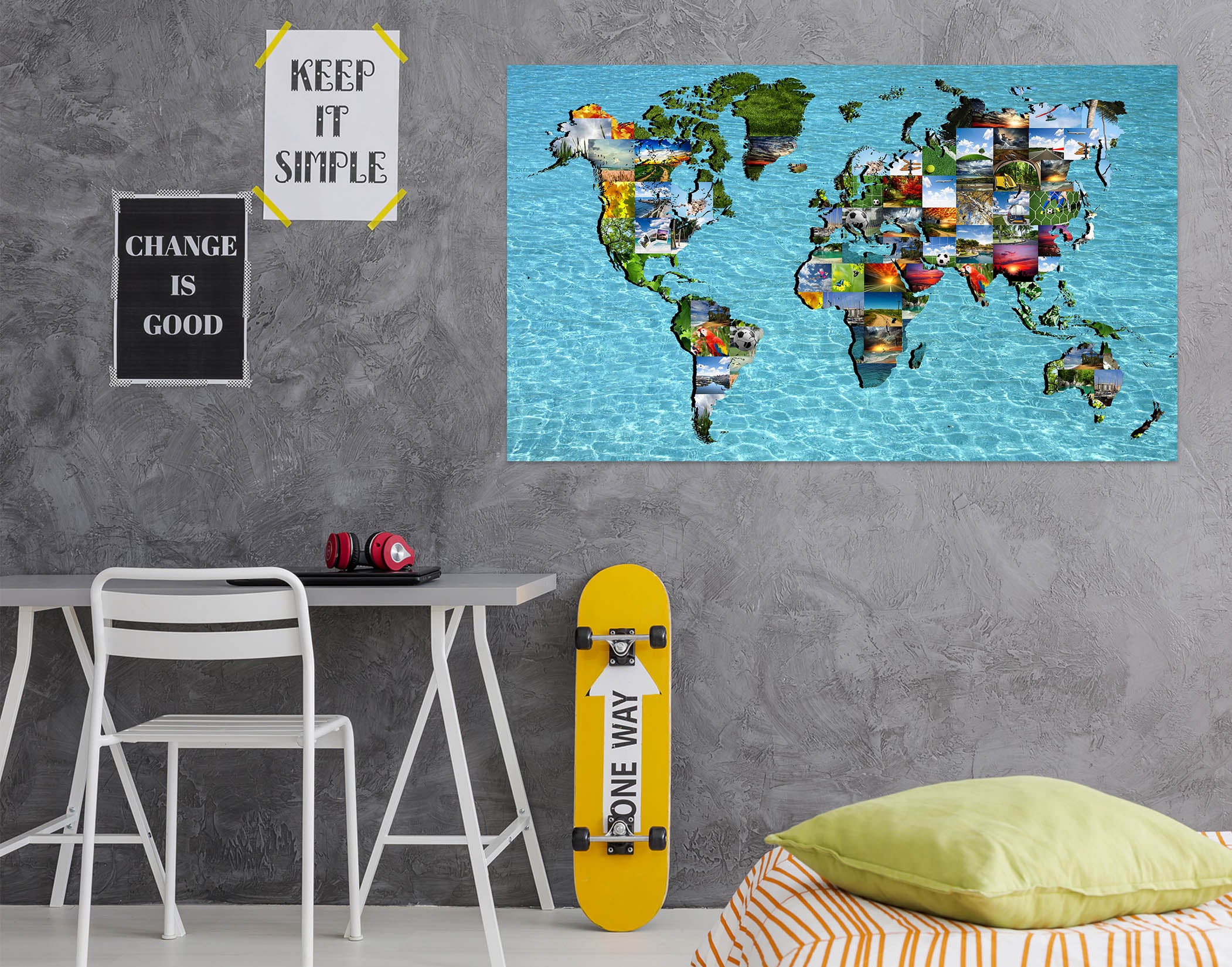 3D Island Architecture 133 World Map Wall Sticker