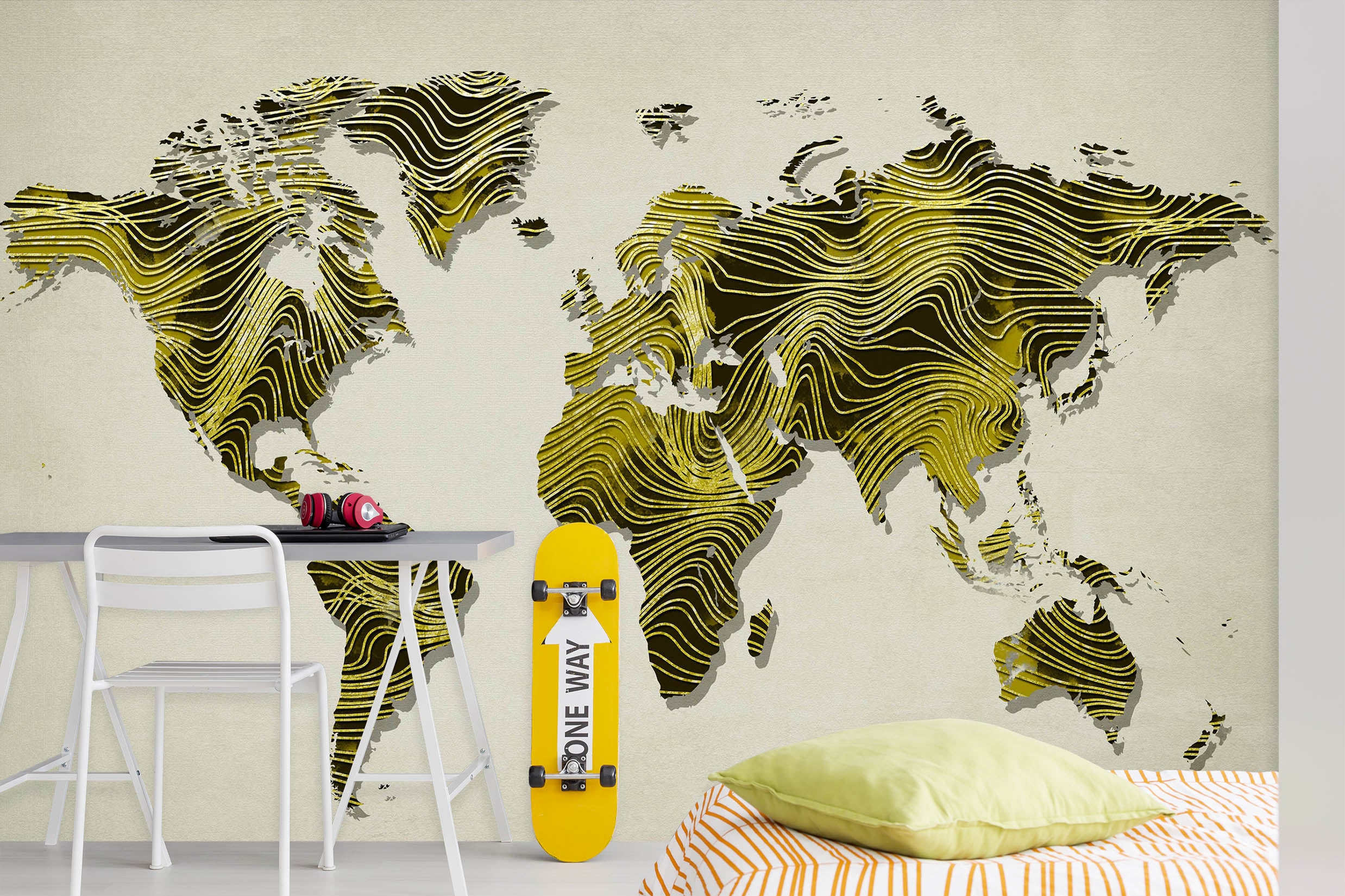 3D Green World Map 1005 Wall Murals