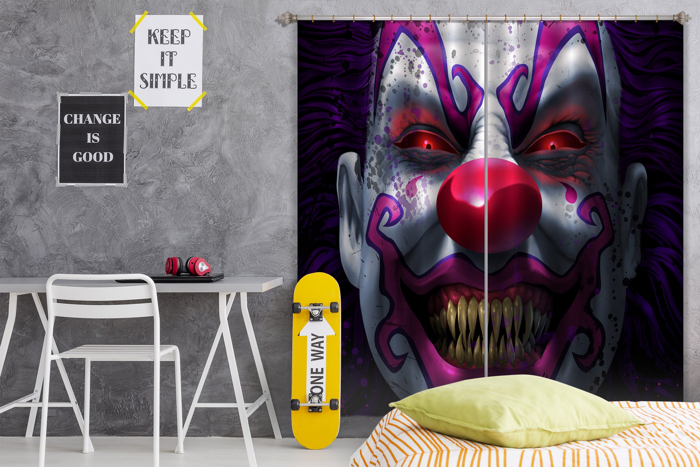 3D Clown 5090 Tom Wood Curtain Curtains Drapes