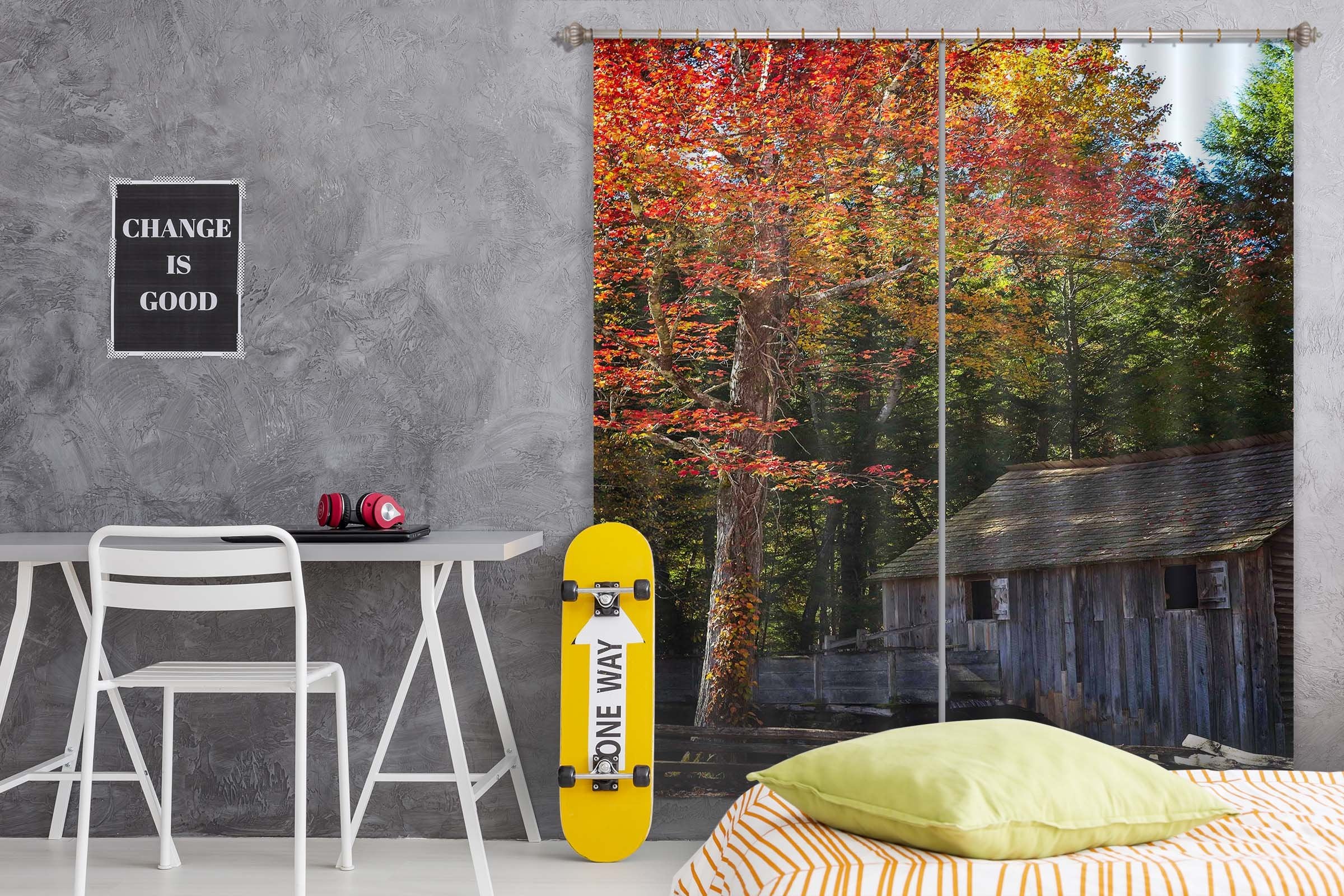 3D Autumn Maple Leaf 042 Kathy Barefield Curtain Curtains Drapes Wallpaper AJ Wallpaper 