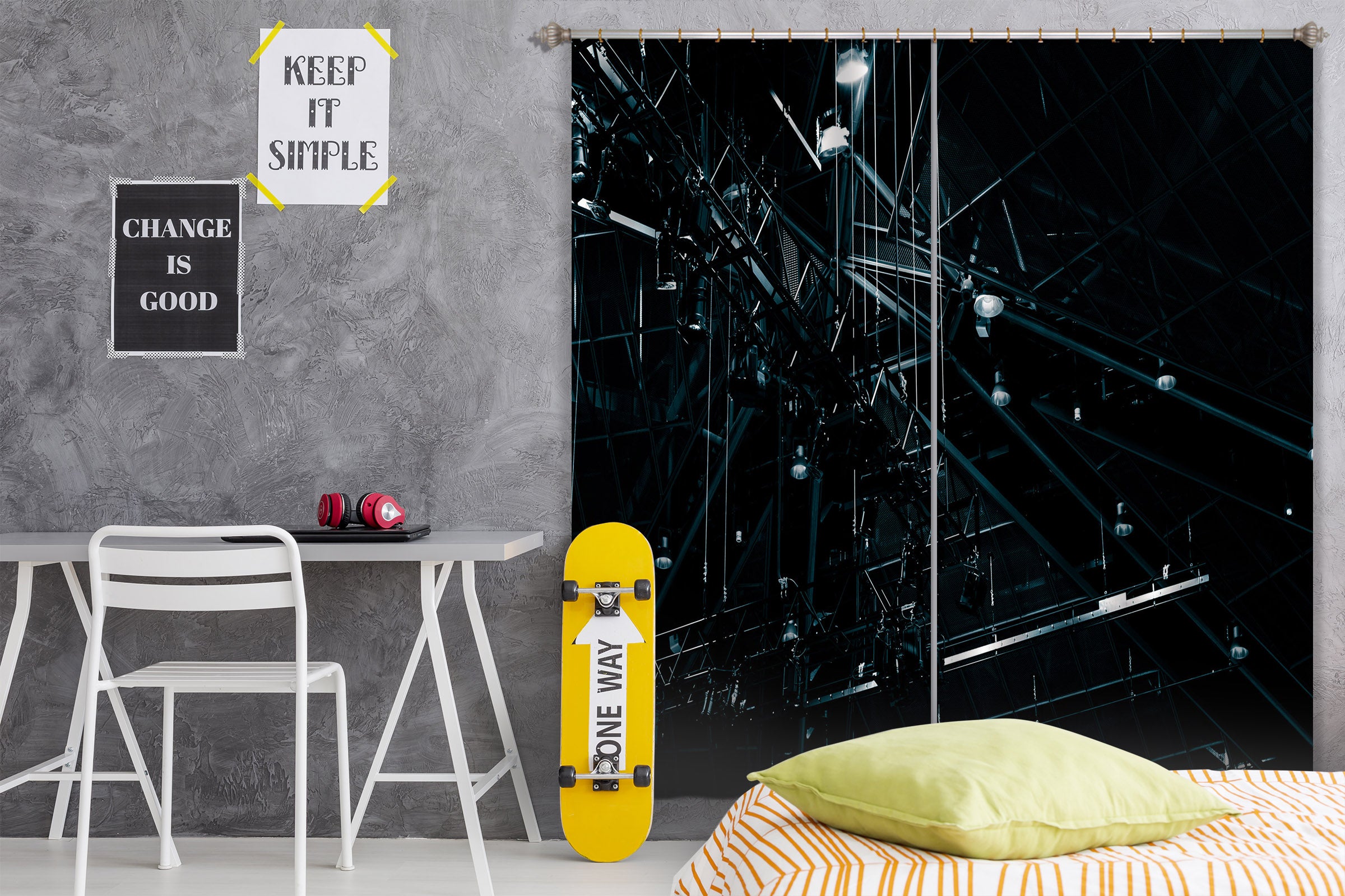 3D Night Lights 050 Noirblanc777 Curtain Curtains Drapes