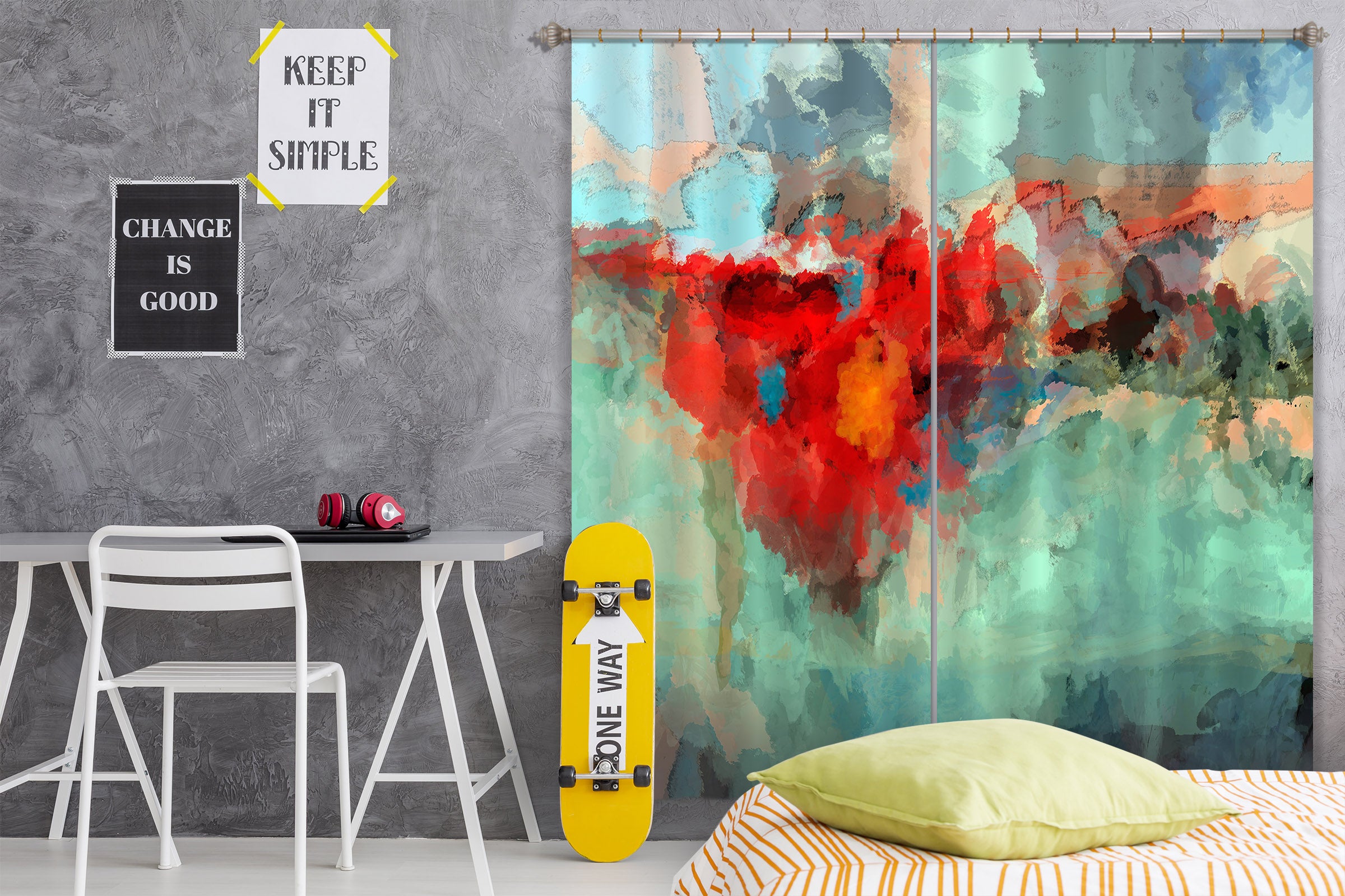 3D Red Smoke 247 Michael Tienhaara Curtain Curtains Drapes