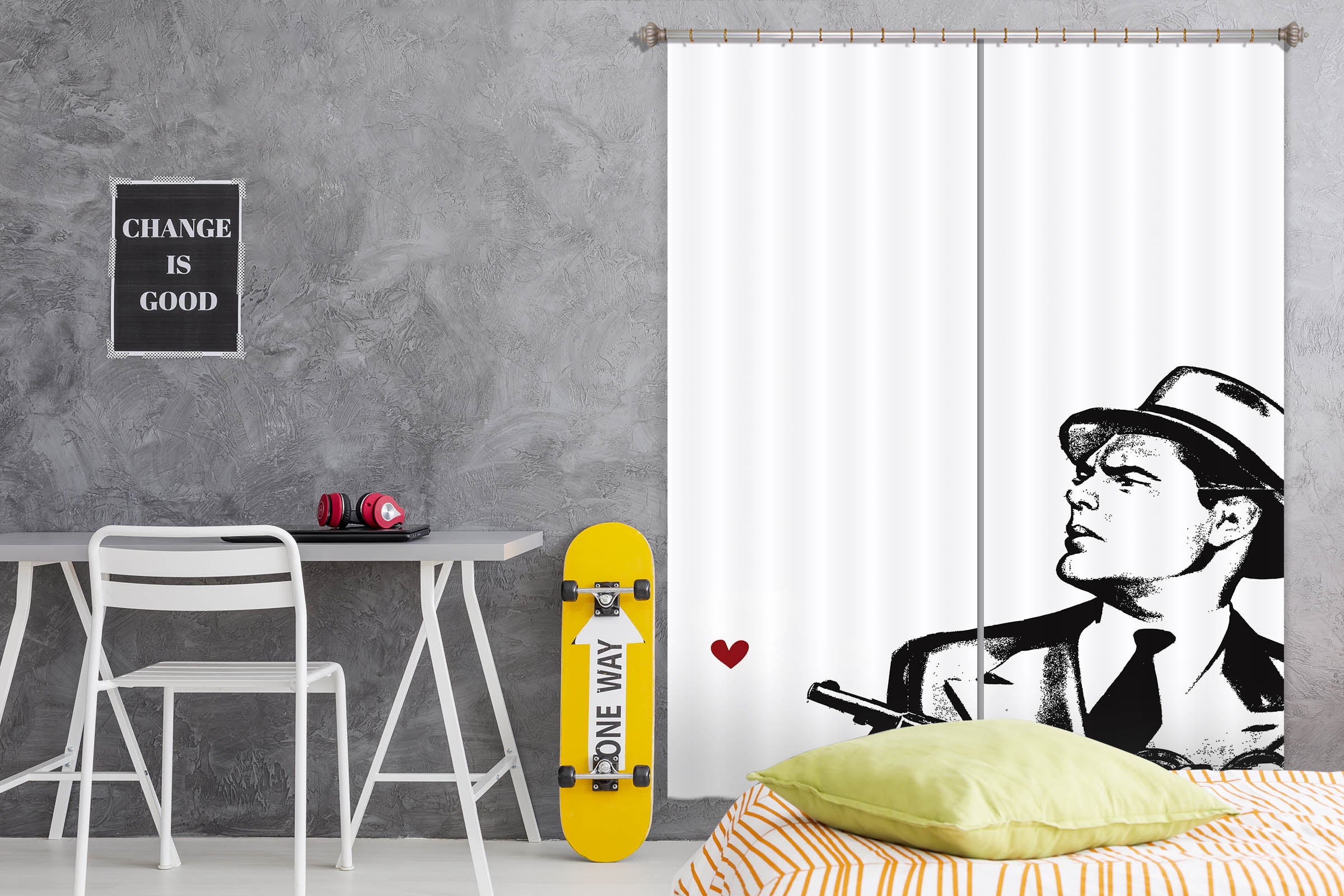 3D Man Heart 1036 Boris Draschoff Curtain Curtains Drapes