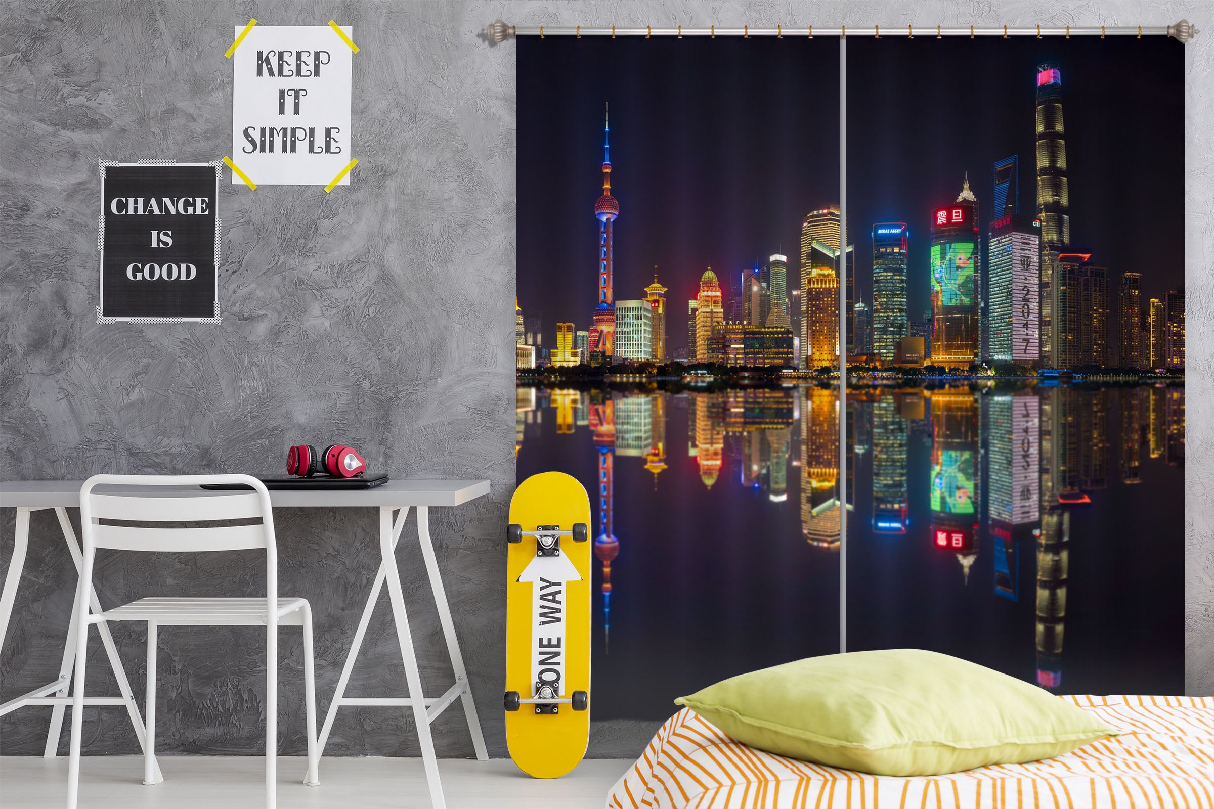 3D City River 128 Marco Carmassi Curtain Curtains Drapes