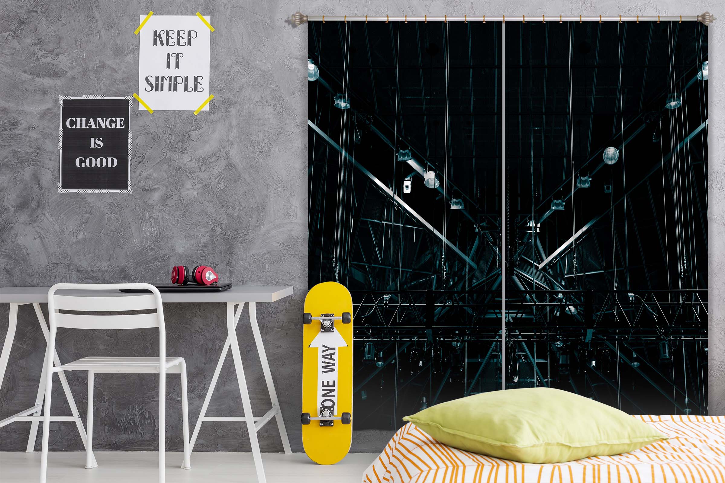 3D Night Lights 049 Noirblanc777 Curtain Curtains Drapes