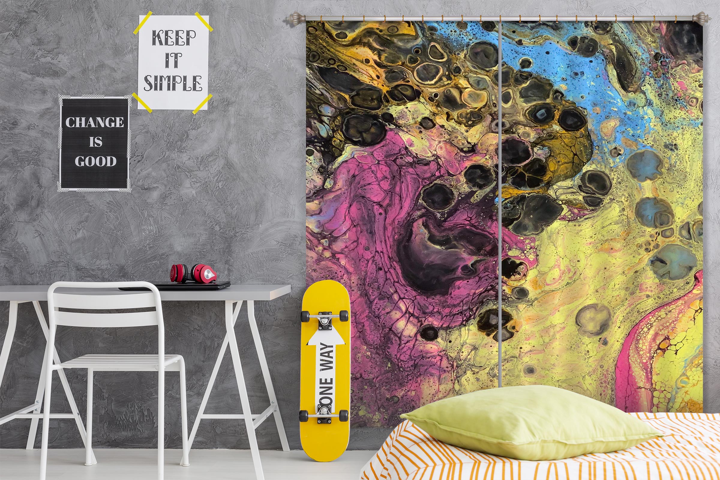 3D Blue Purple Yellow Pattern 8156 Valerie Latrice Curtain Curtains Drapes