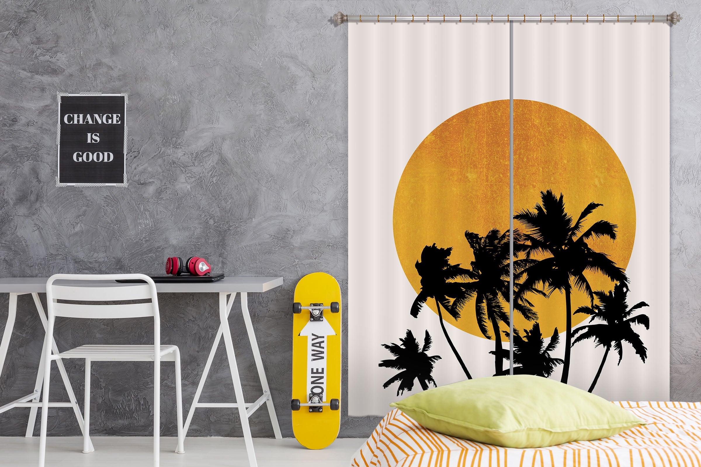 3D Miami Beach Sunset 1083 Boris Draschoff Curtain Curtains Drapes