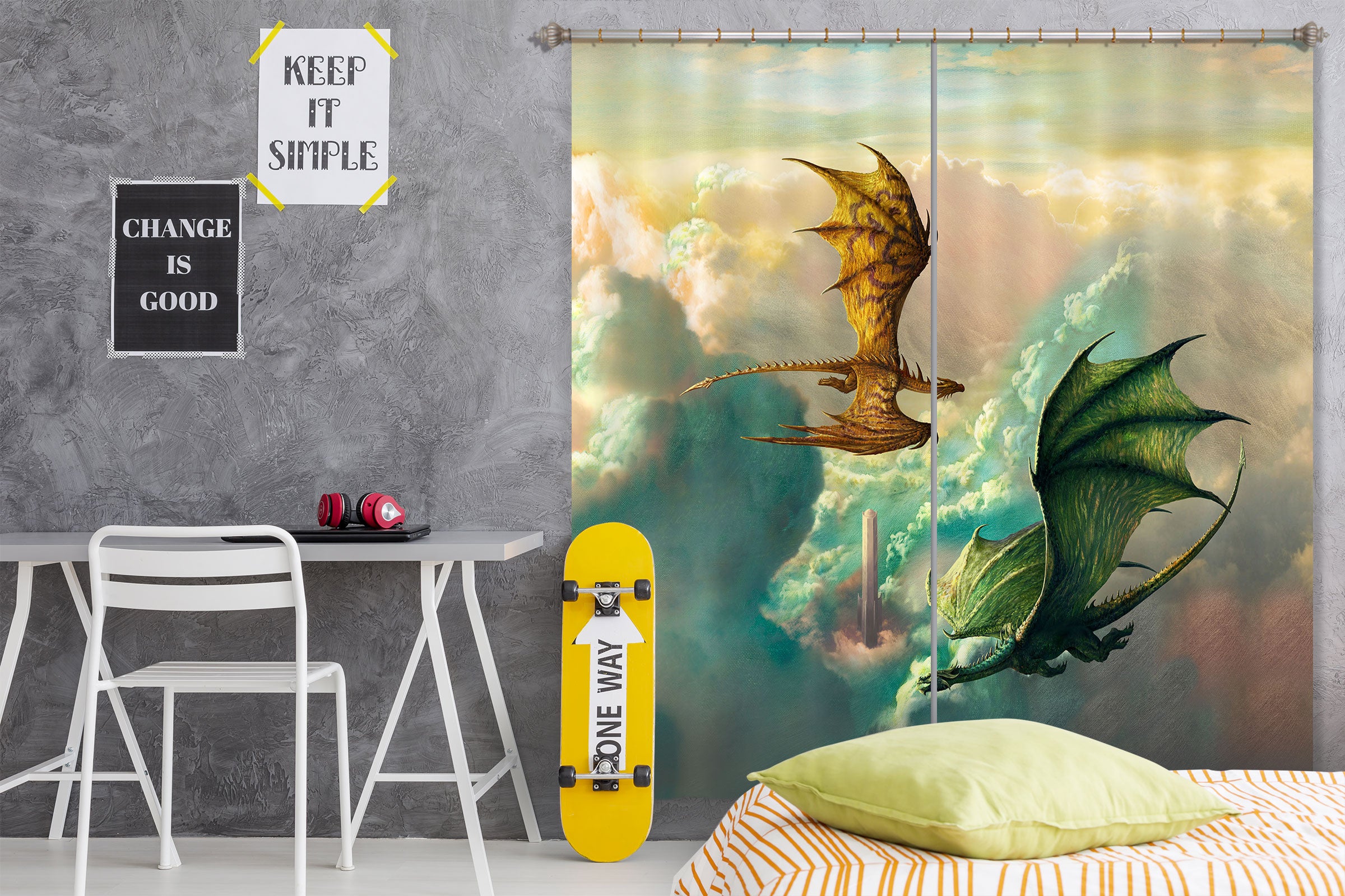 3D Tower Cloud Dragon 8032 Ciruelo Curtain Curtains Drapes