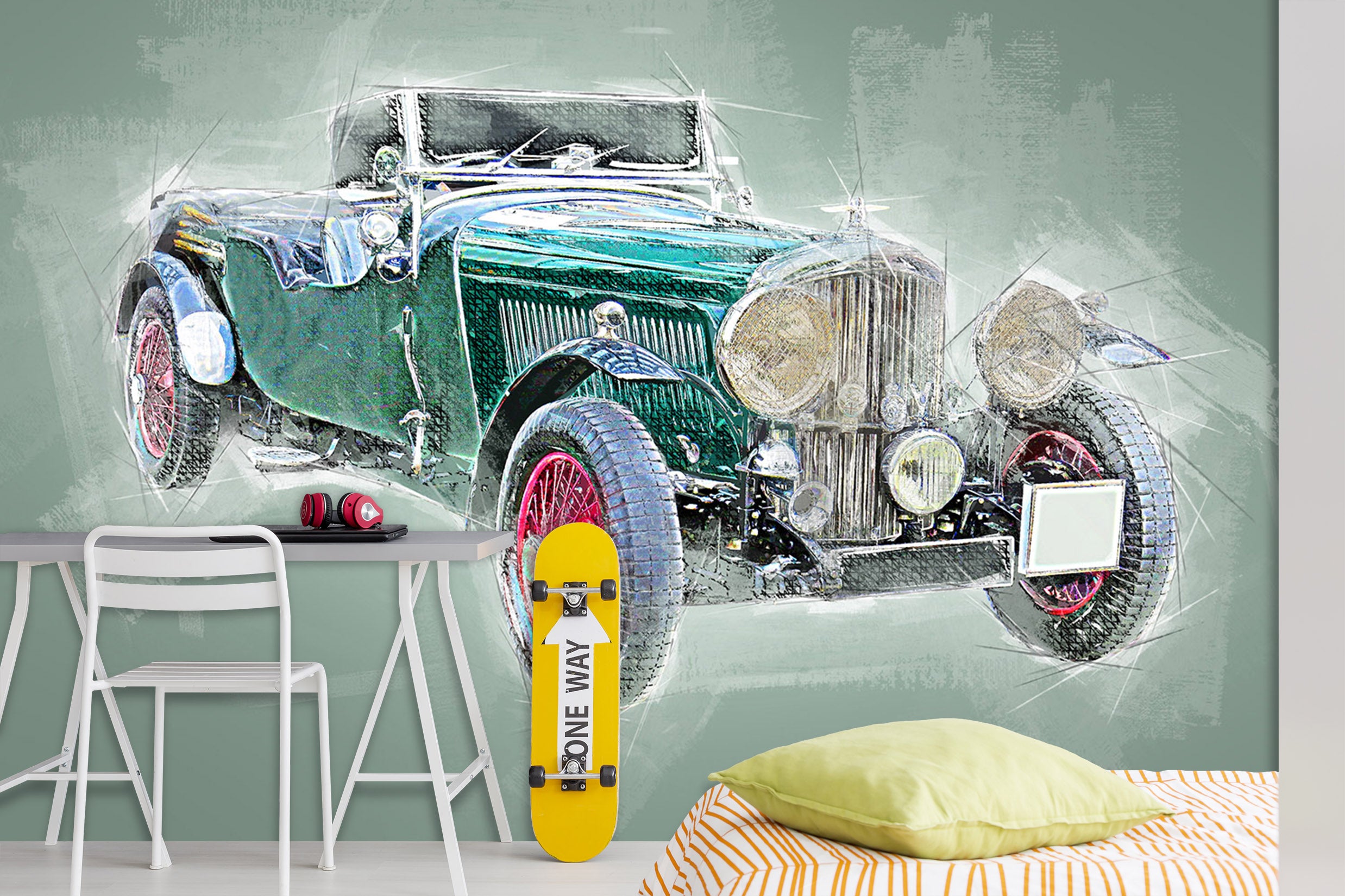 3D Blue Vehicle 200 Vehicle Wall Murals