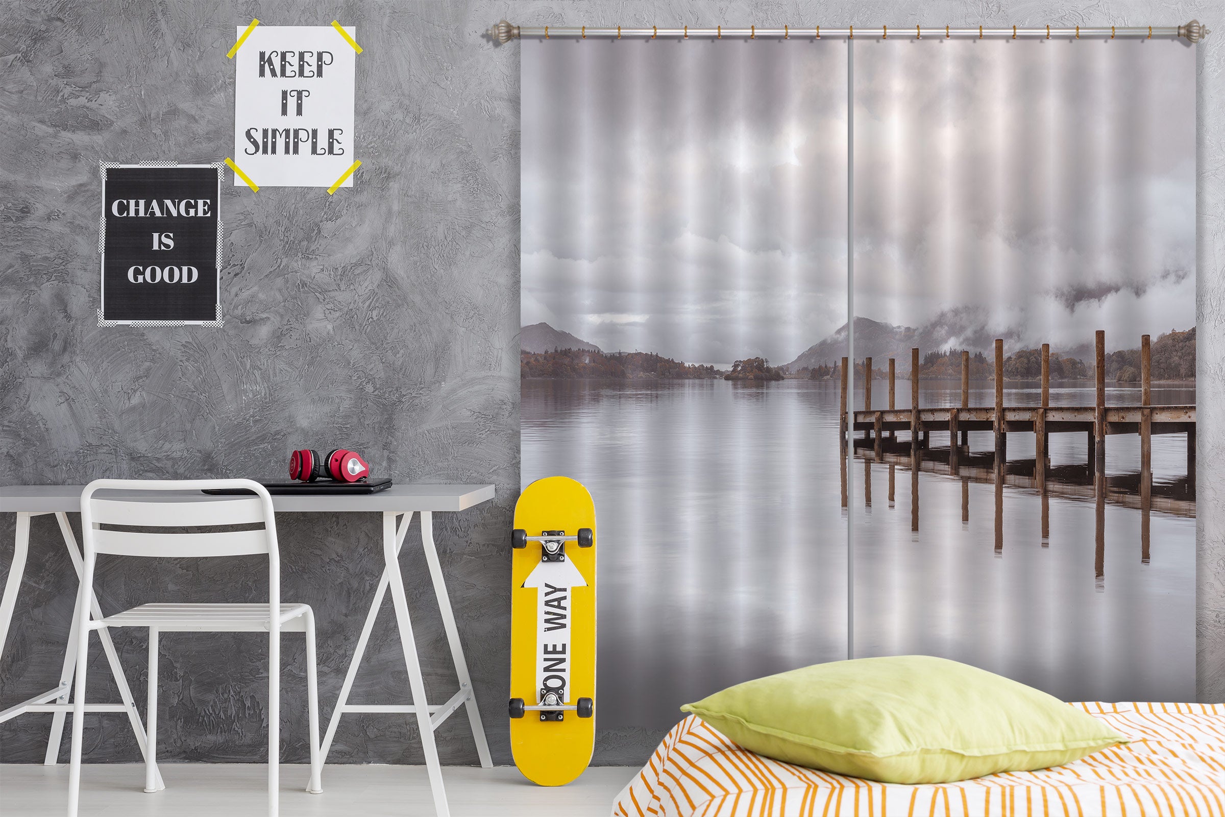 3D Wood Dock Lake 065 Assaf Frank Curtain Curtains Drapes