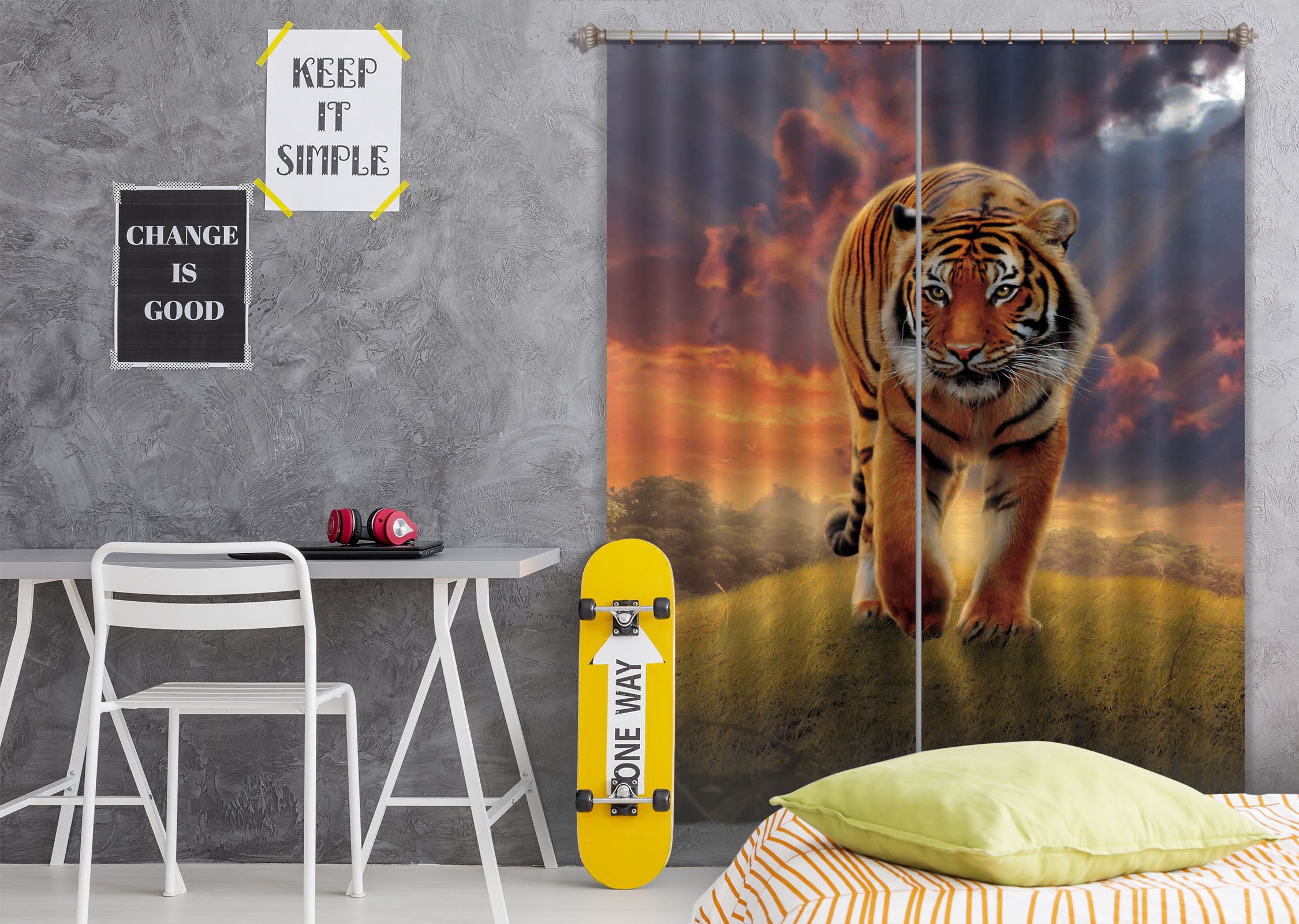 3D Rising Tiger 065 Vincent Hie Curtain Curtains Drapes