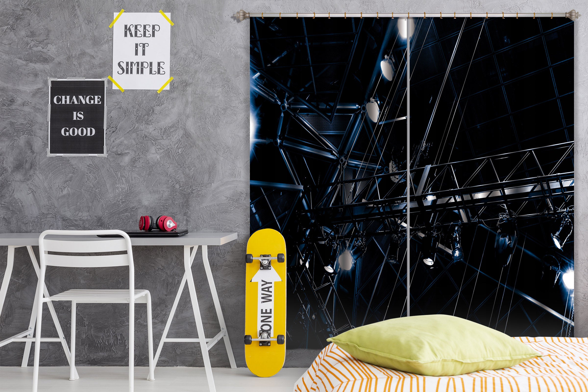 3D Sky Lights 044 Noirblanc777 Curtain Curtains Drapes