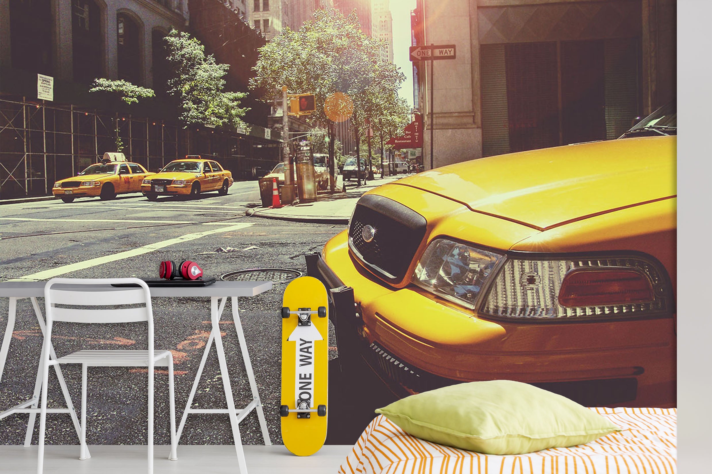 3D Yellow Taxi 400 Vehicle Wall Murals