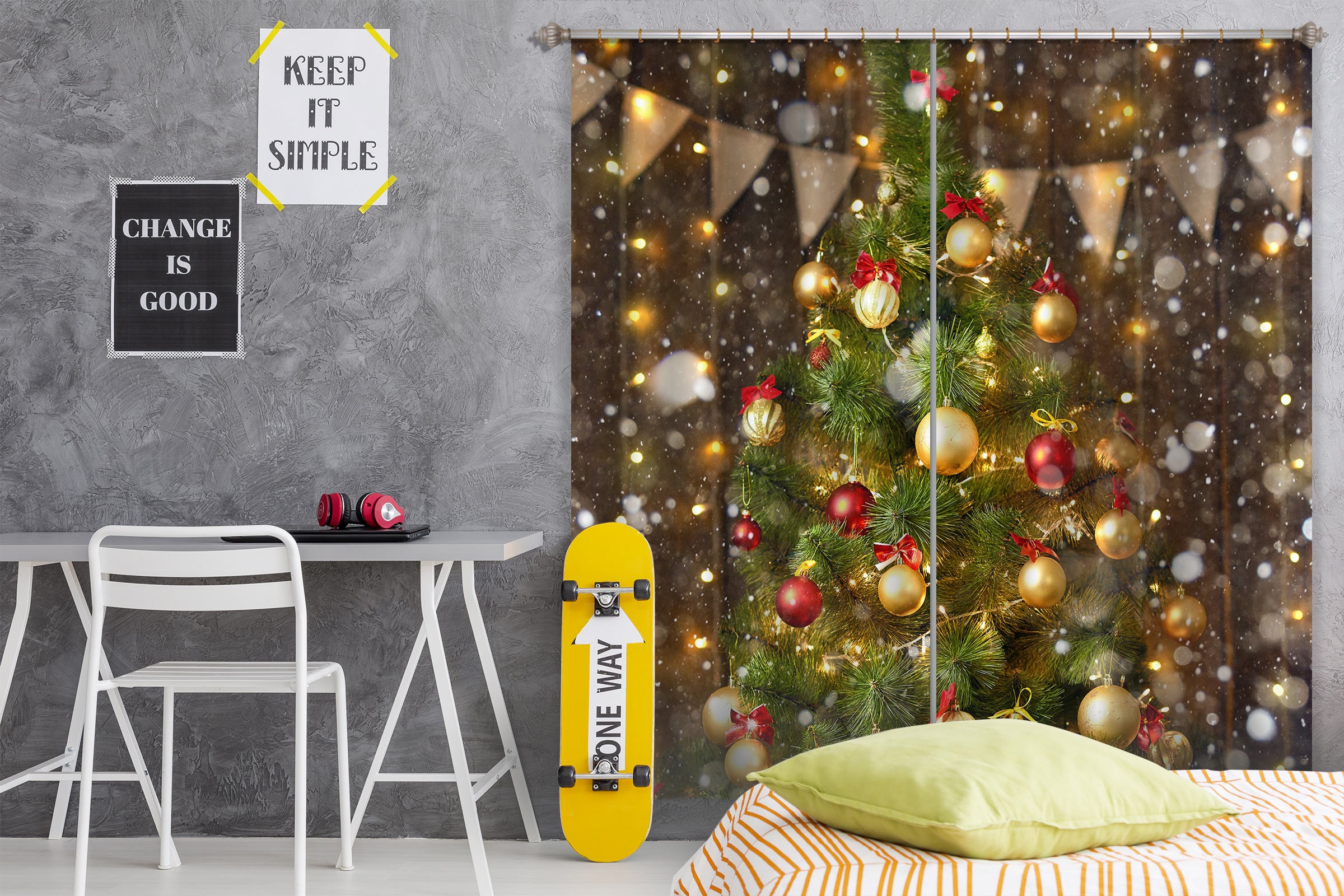 3D Tree Ball 53121 Christmas Curtains Drapes Xmas