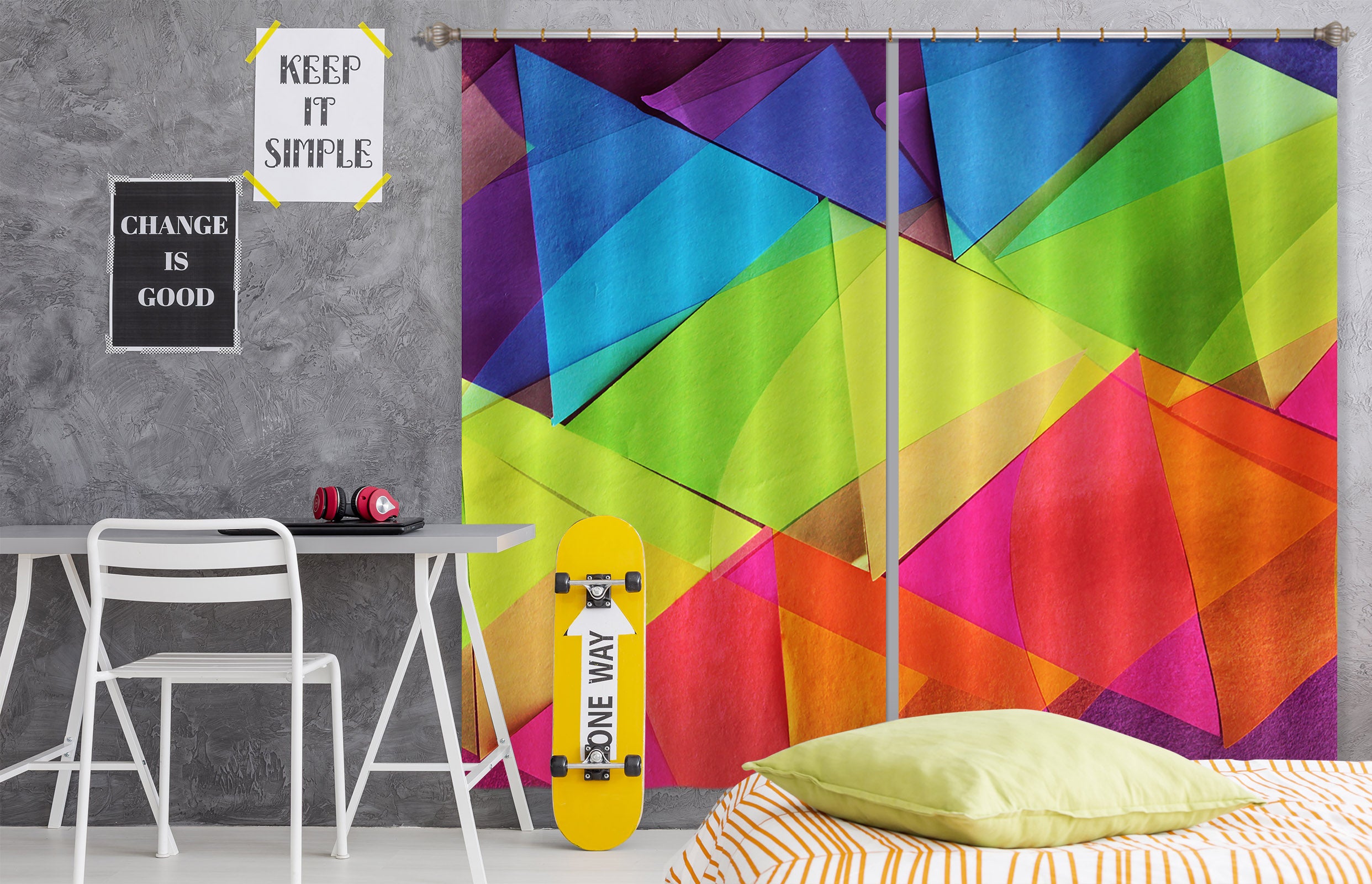 3D Colored Triangle 71060 Shandra Smith Curtain Curtains Drapes