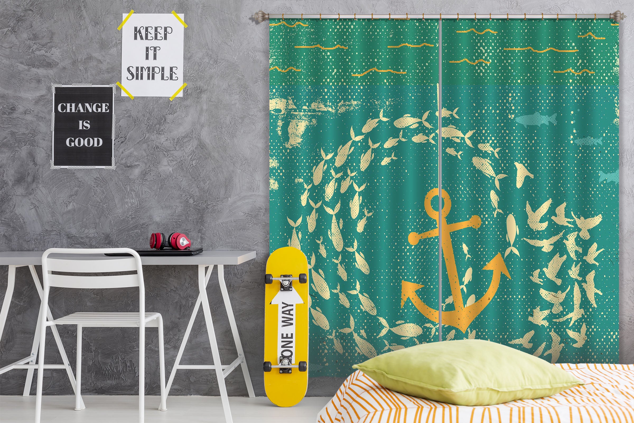 3D School Of Fish 046 Showdeer Curtain Curtains Drapes