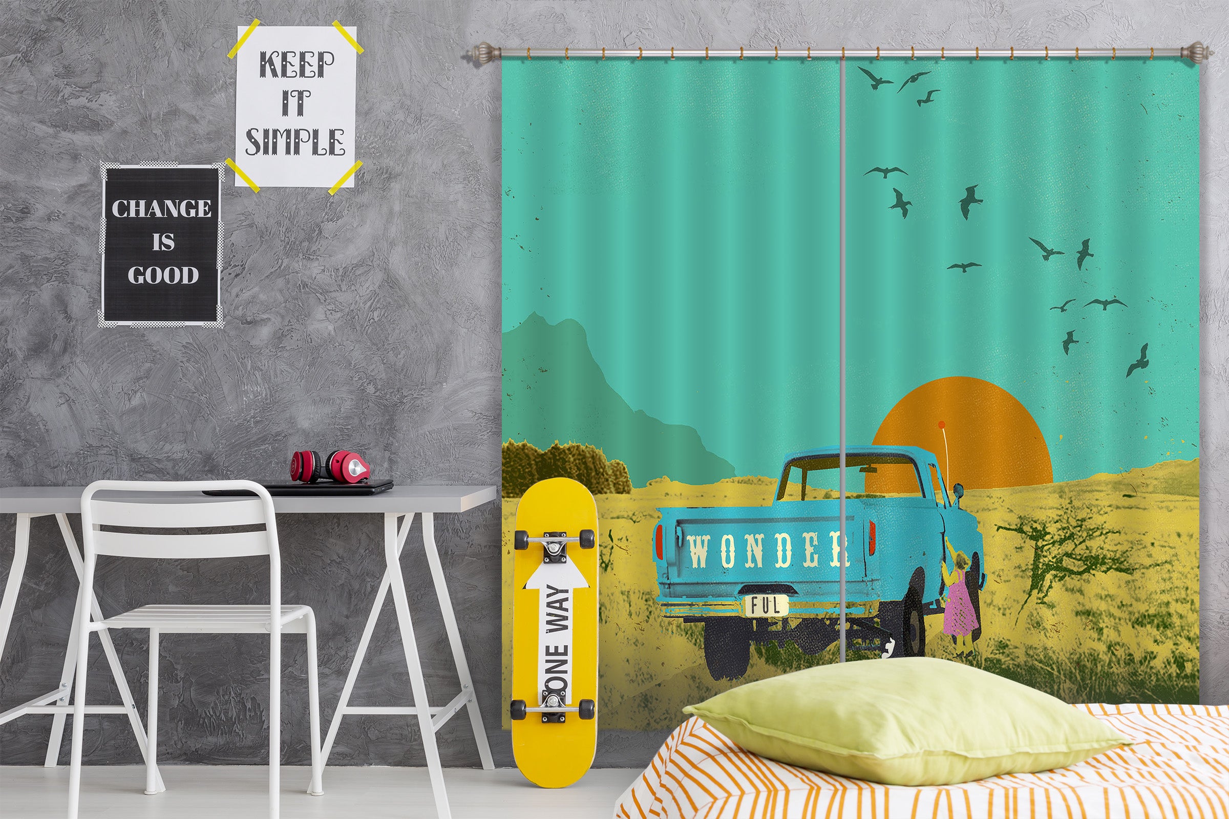 3D Prairie Truck 059 Showdeer Curtain Curtains Drapes