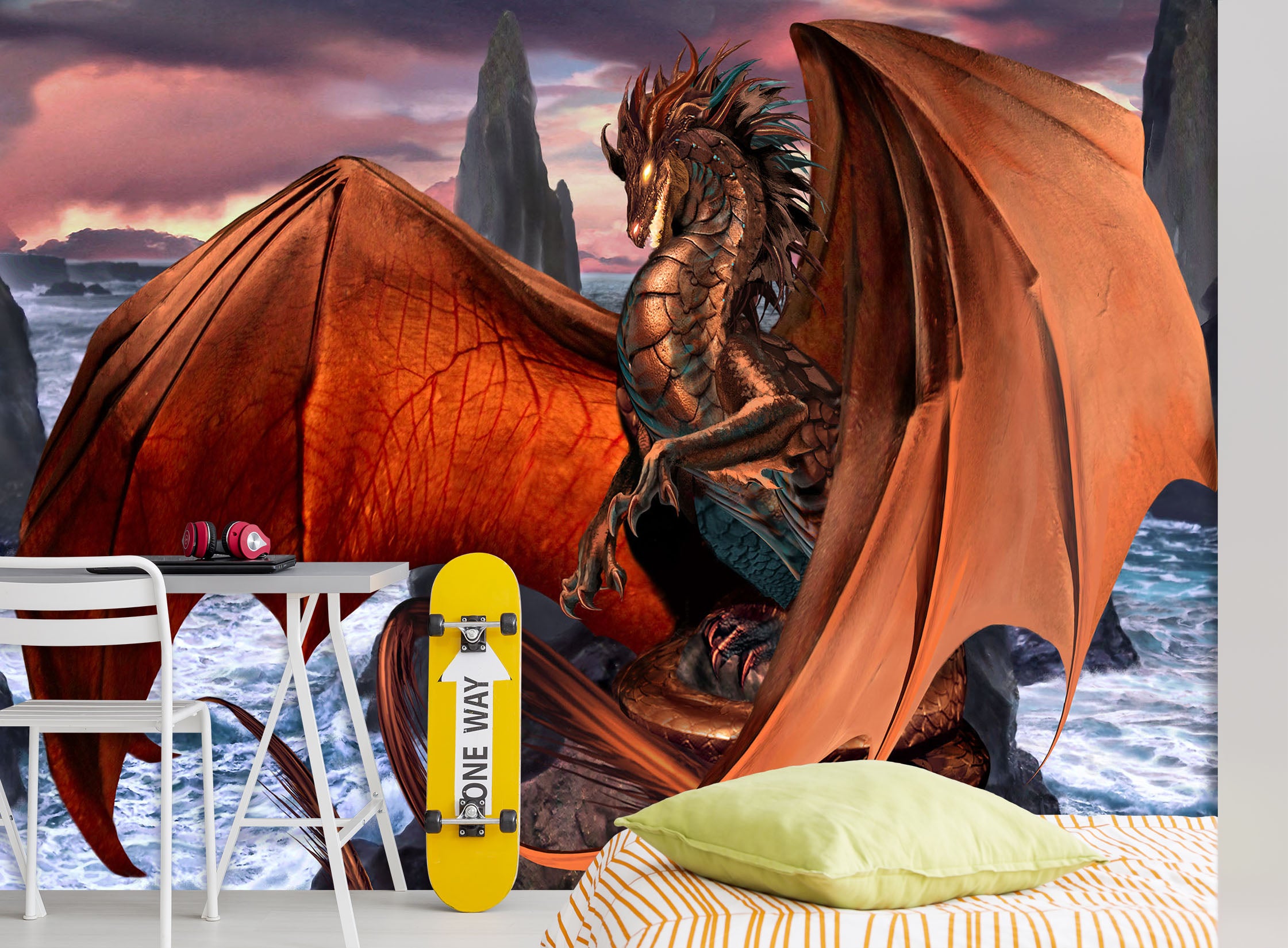 3D Orange Dragon 8103 Ruth Thompson Wall Mural Wall Murals