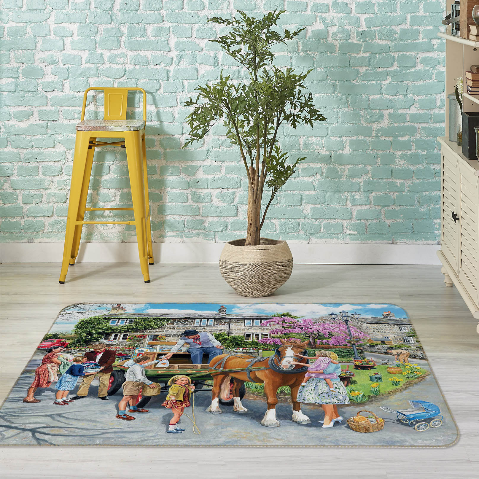 3D Petting The Horse 1095 Trevor Mitchell Rug Non Slip Rug Mat