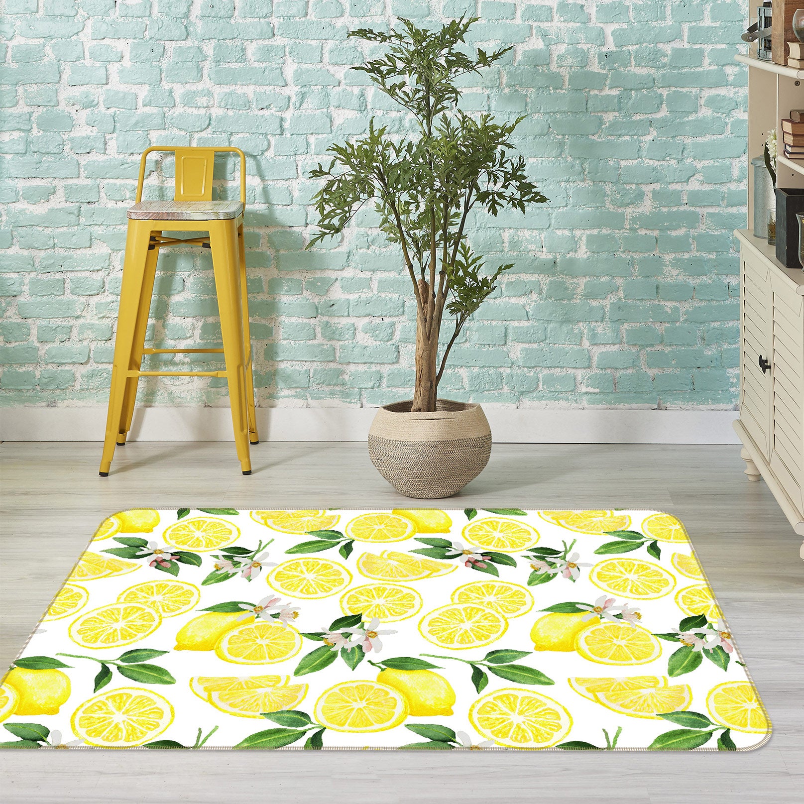 3D Lemon Blossom 081 Uta Naumann Rug Non Slip Rug Mat