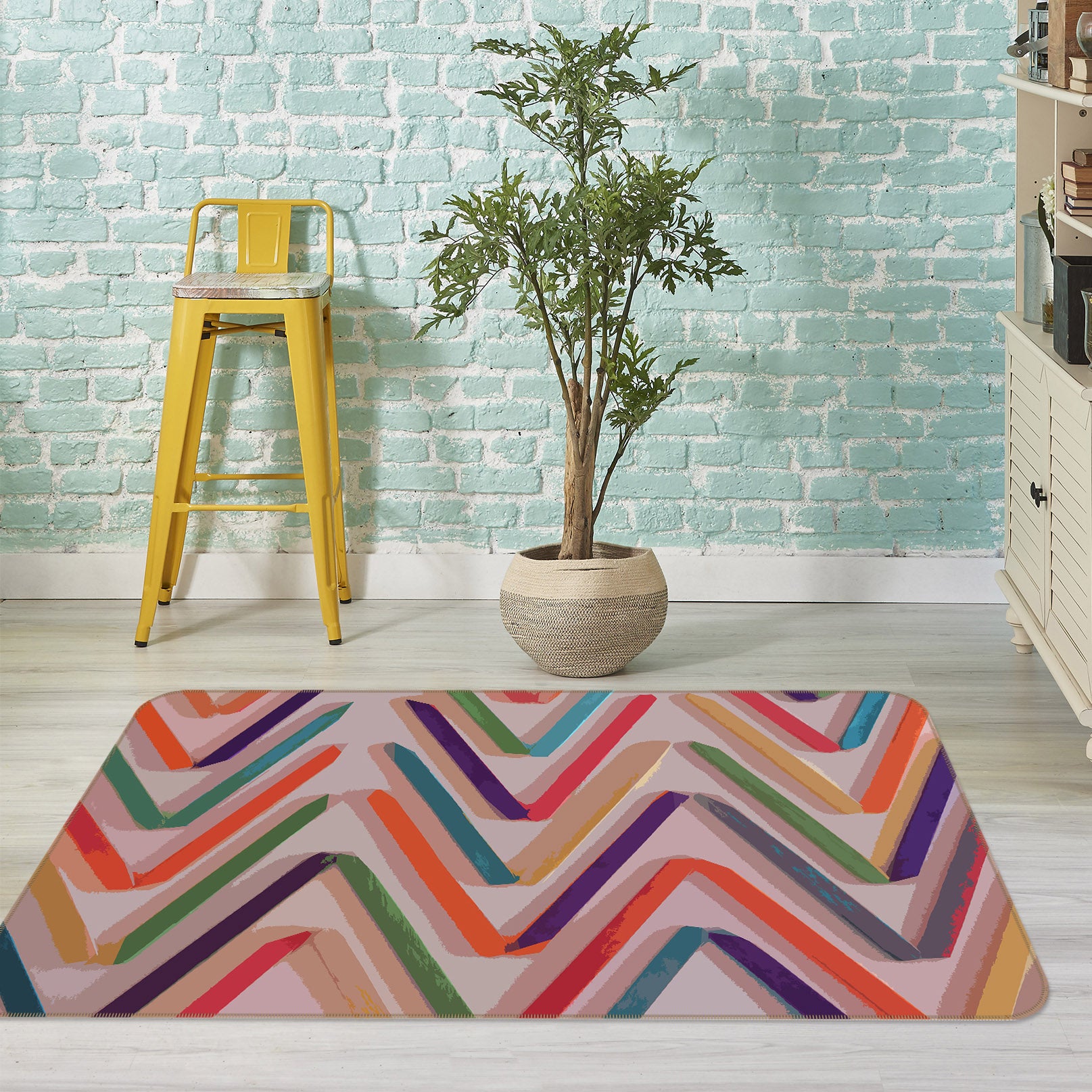 3D Colored Wavy Lines 71027 Shandra Smith Rug Non Slip Rug Mat