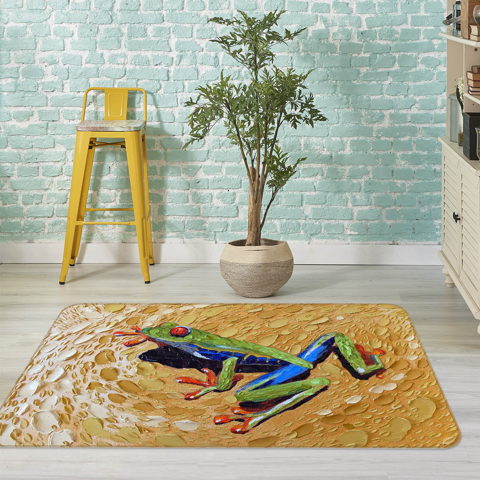 3D Toadly Awesome Frog 1025 Dena Tollefson Rug Non Slip Rug Mat