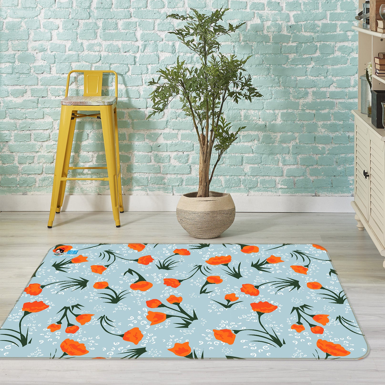 3D Red Flowers 10750 Kashmira Jayaprakash Rug Non Slip Rug Mat