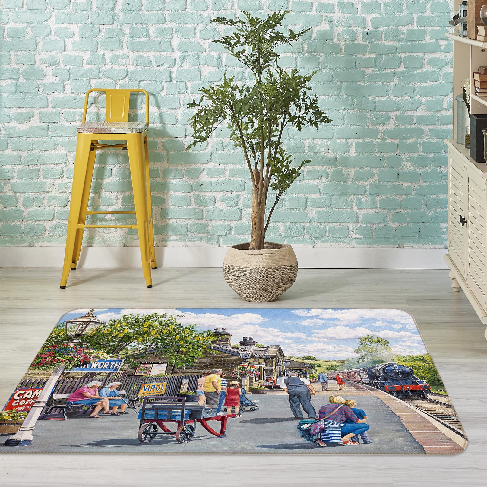 3D Oakworth Station 1091 Trevor Mitchell Rug Non Slip Rug Mat