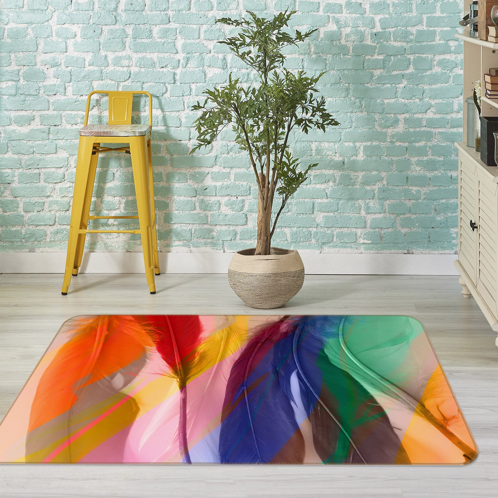 3D Colored Feathers 71017 Shandra Smith Rug Non Slip Rug Mat